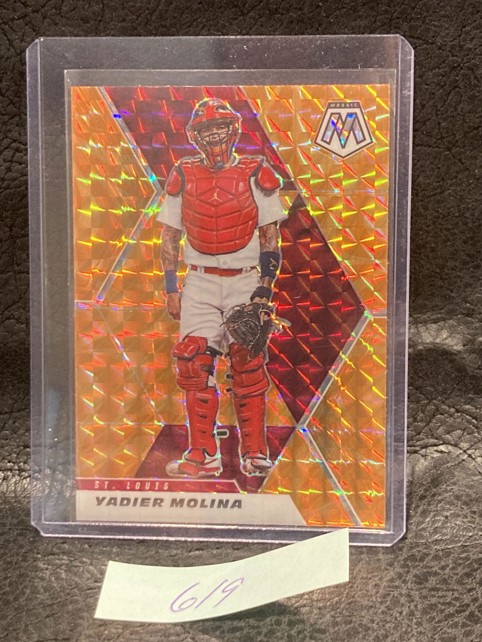 Yadier Molina 2021 Panini Mosaic Reactive Orange Mosaic (1 of 2)