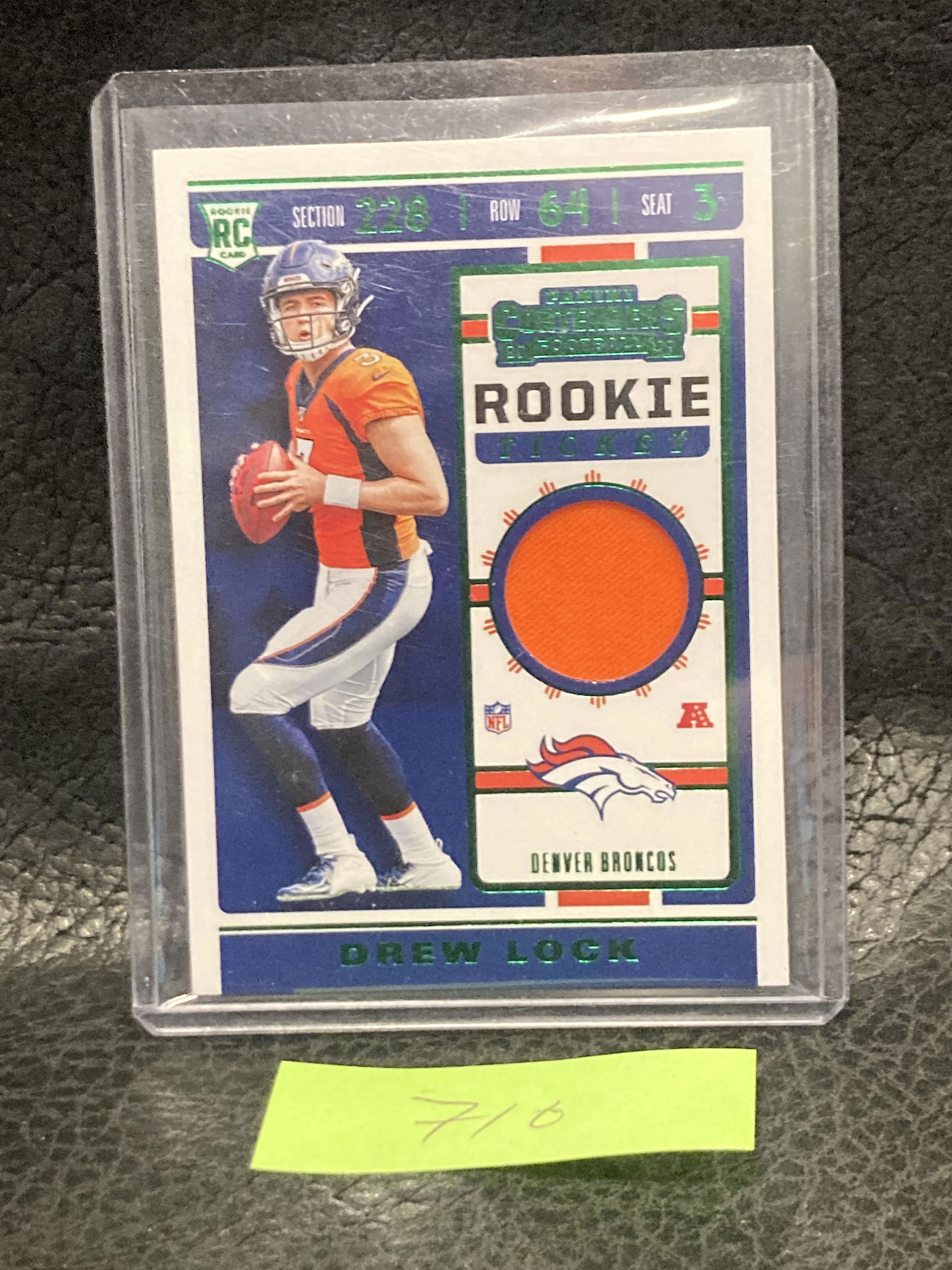 Drew Lock 2019 Contenders Rookie Ticket Jersey Green (1 of 2)