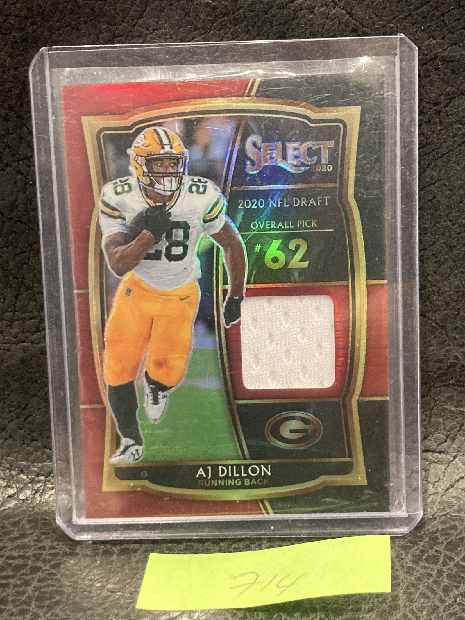 Aj Dillon 2020 Select Rookie Swatches Jersey Patch (1 of 2)