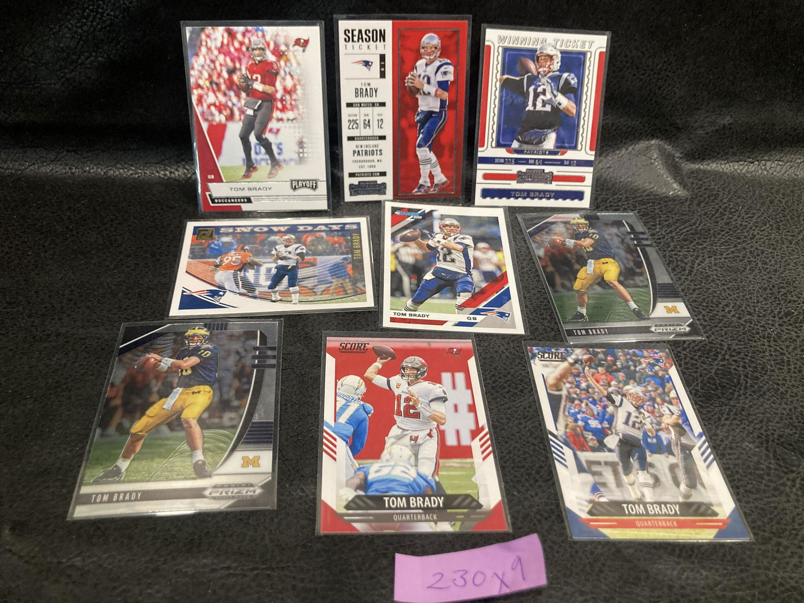 Lot of of 9 Tom Brady Football Cards (1 of 2)
