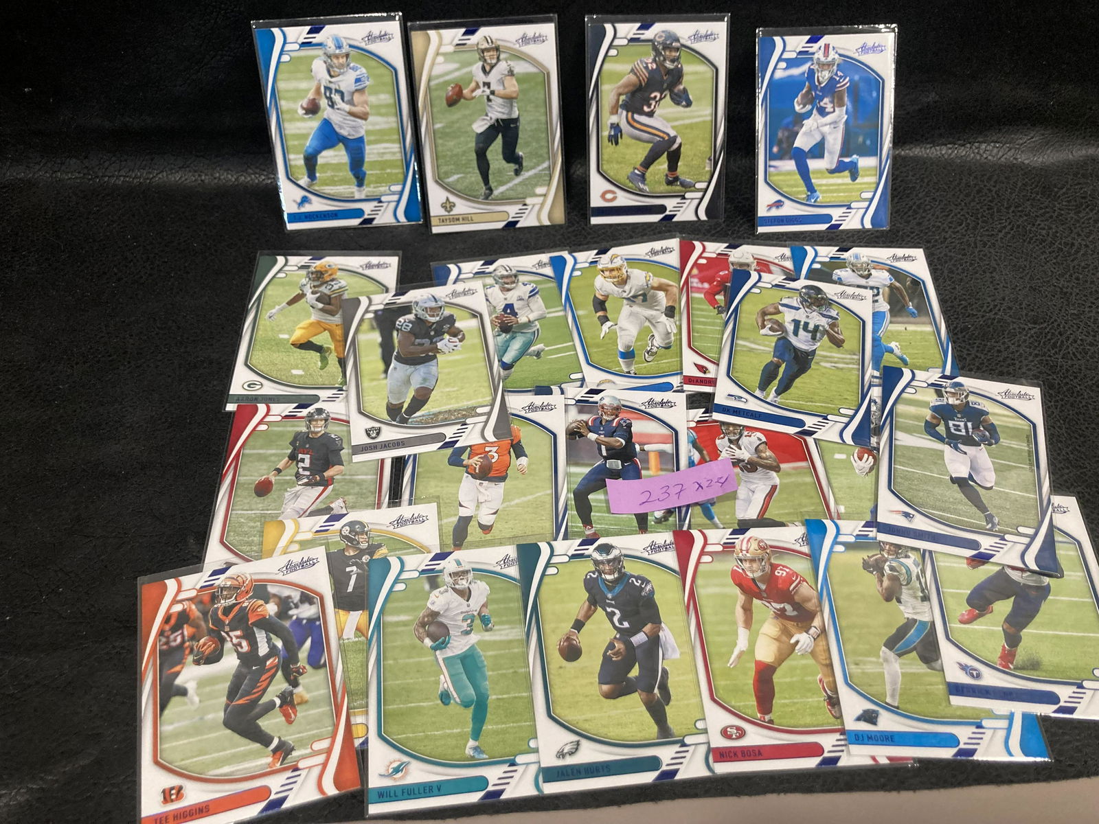 Lot of 24 2021 Blue Foil Absolute Football Parallels (1 of 3)