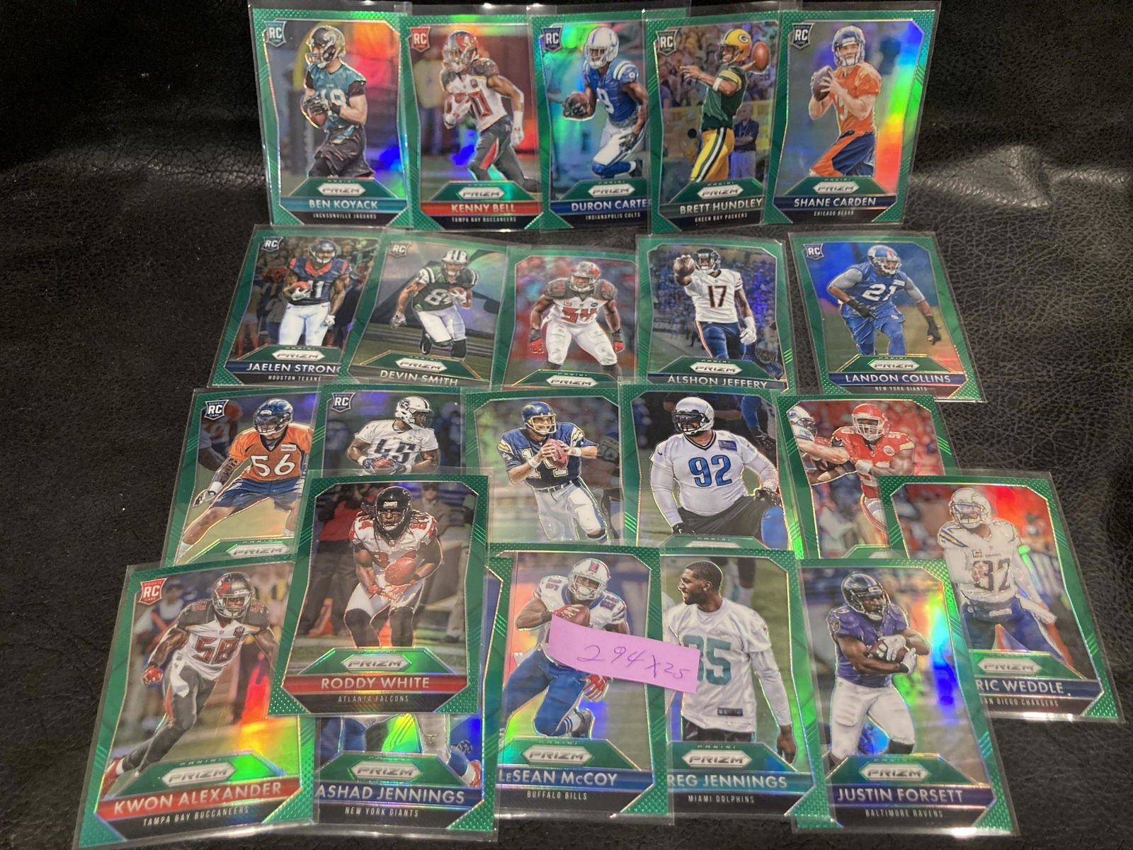 Lot Of 25 2015 Football Prizm Green Parallels Inserts (1 of 3)