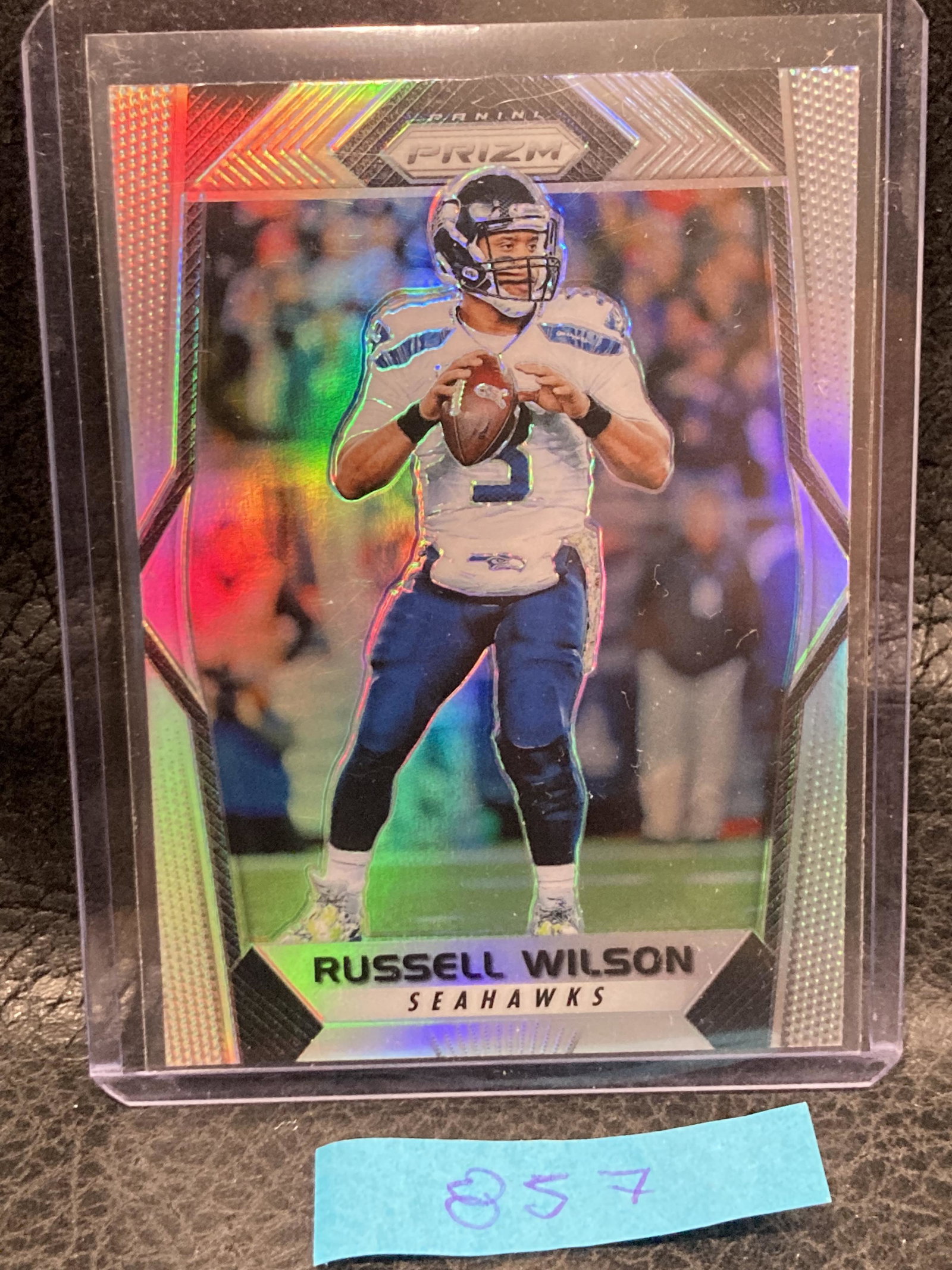 Russell Wilson 2017 Panini Prizm Silver Prizm Base Card (1 of 2)