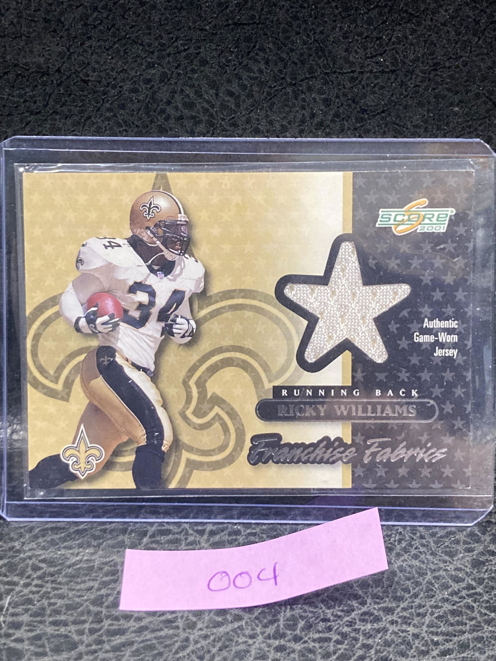 2001 Score Ricky Williams Franchise Fabrics Jersey Saints (1 of 2)