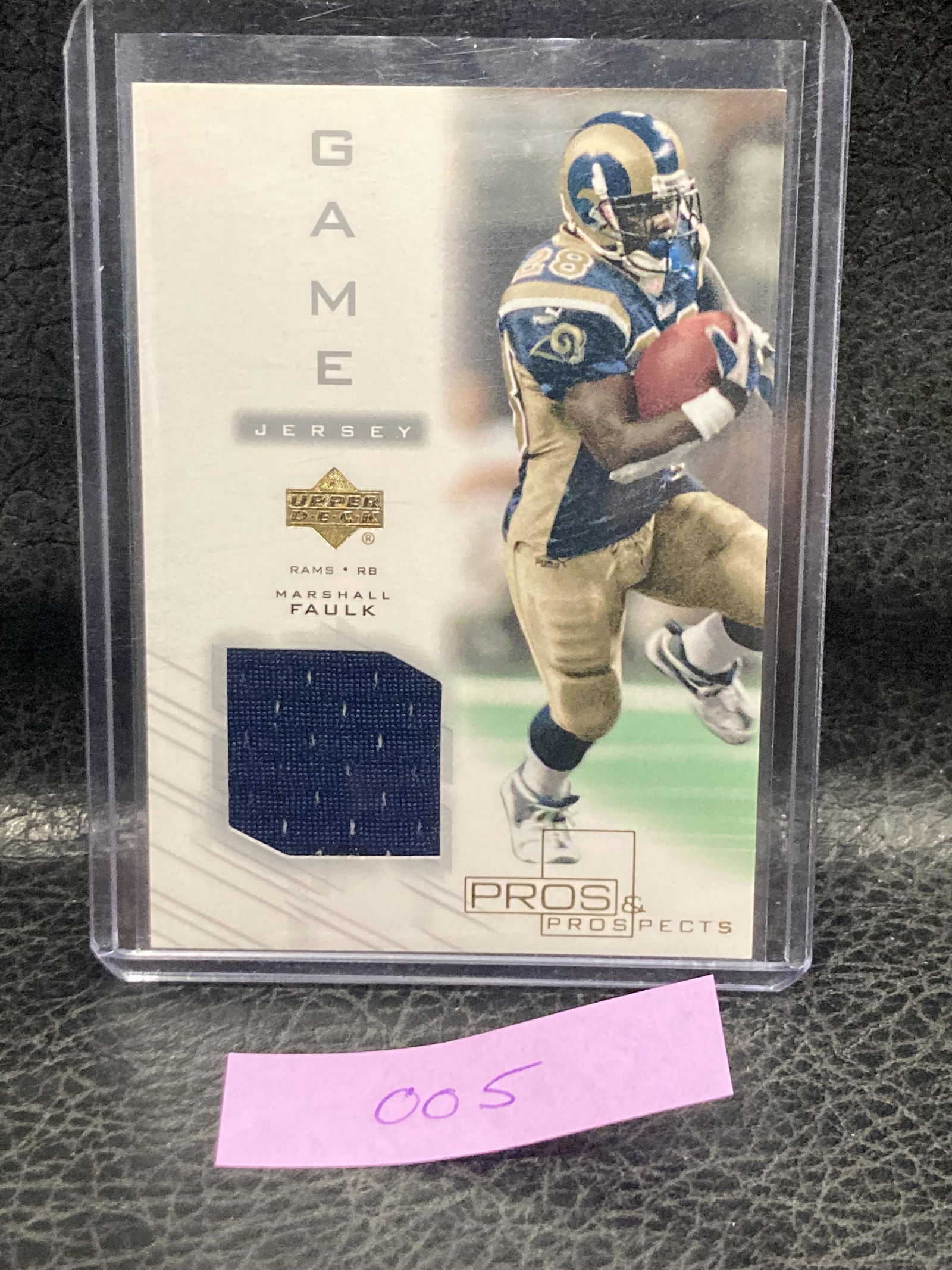 Marshall Faulk 2001 Upper Deck Pros & Prospects Game Jersey Patch St Louis Rams (1 of 2)