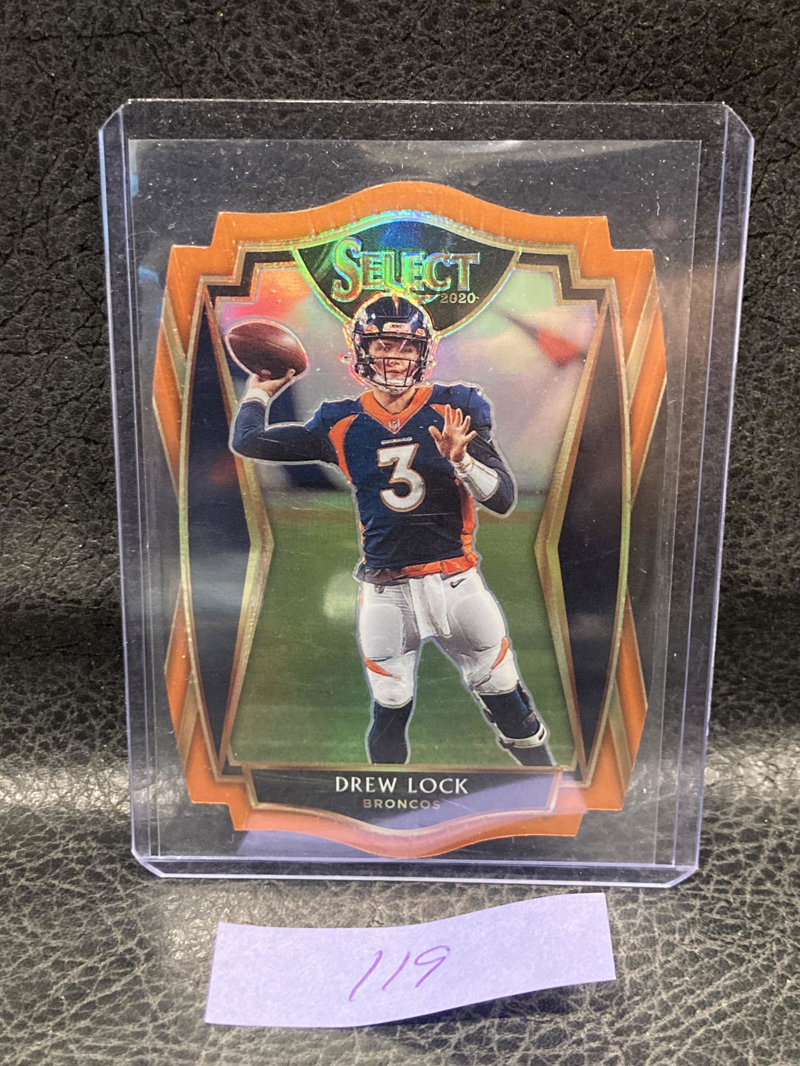 Drew Lock Orange Select Die Cut 2020 Premier Level Denver Broncos (1 of 2)