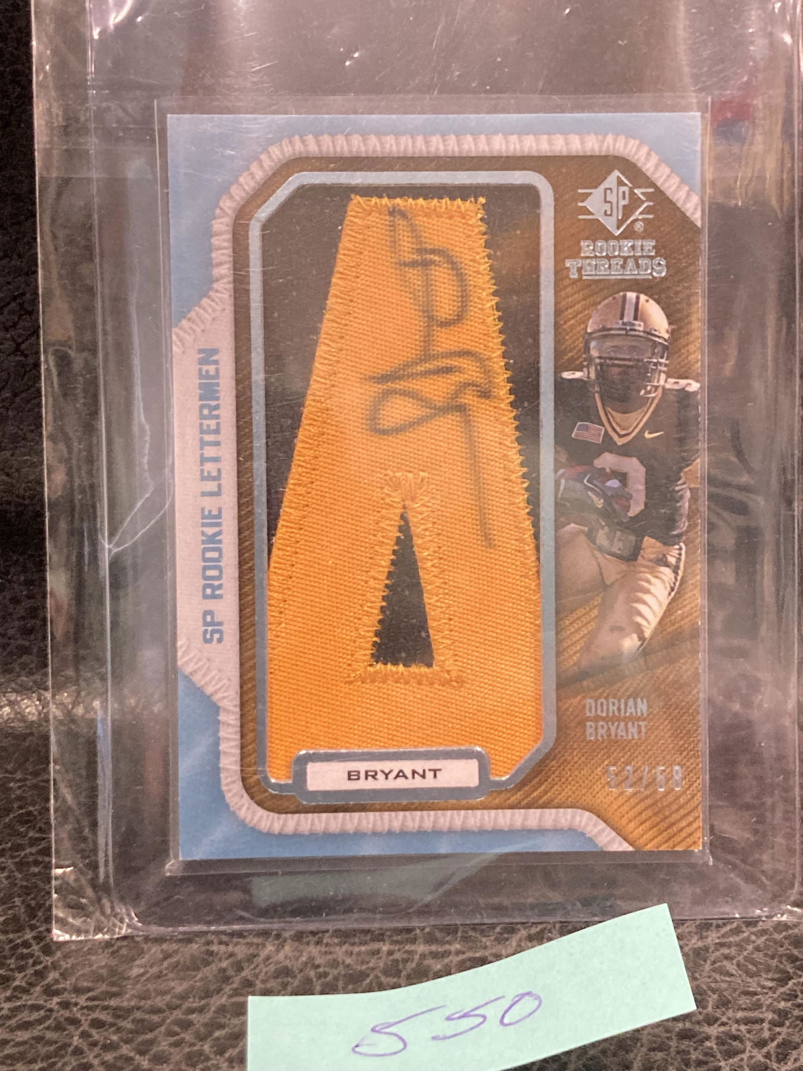 Dorian Bryant 2008 Sp Rookie Threads A Letter Purdue Boilermakers Auto # 49/58 (1 of 2)