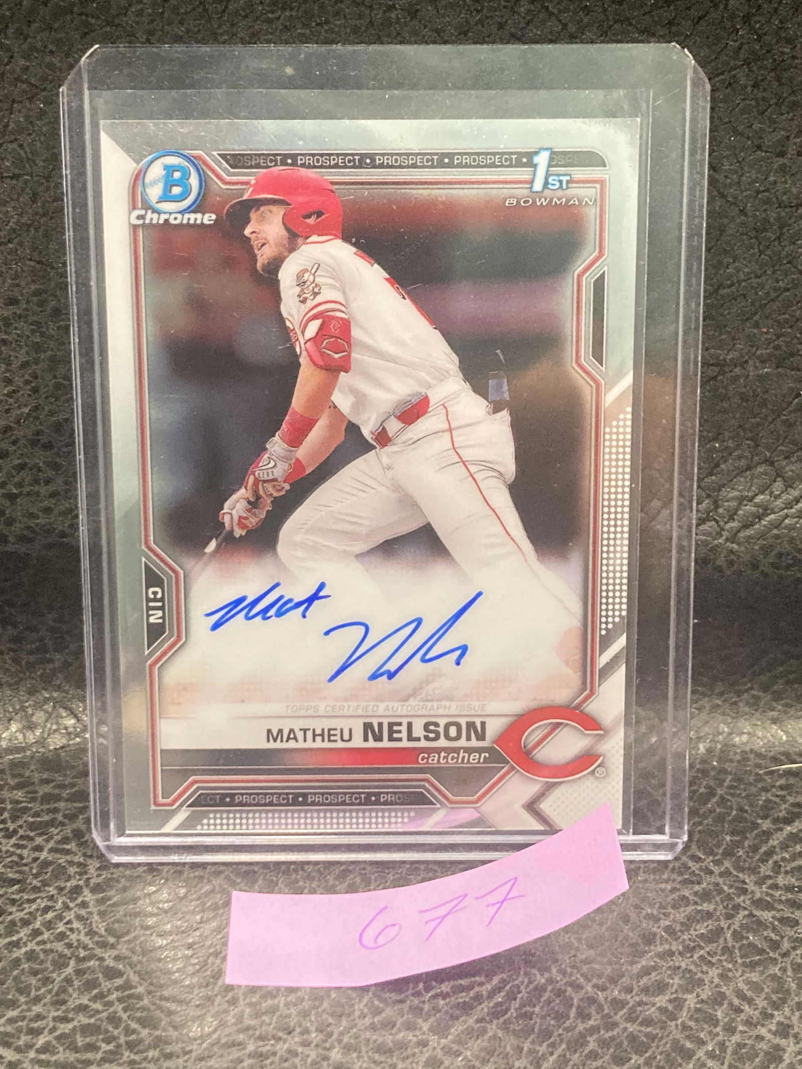 Matheu Nelson 2021 Bowman Draft Chrome 1st Bowman Auto Reds (1 of 2)