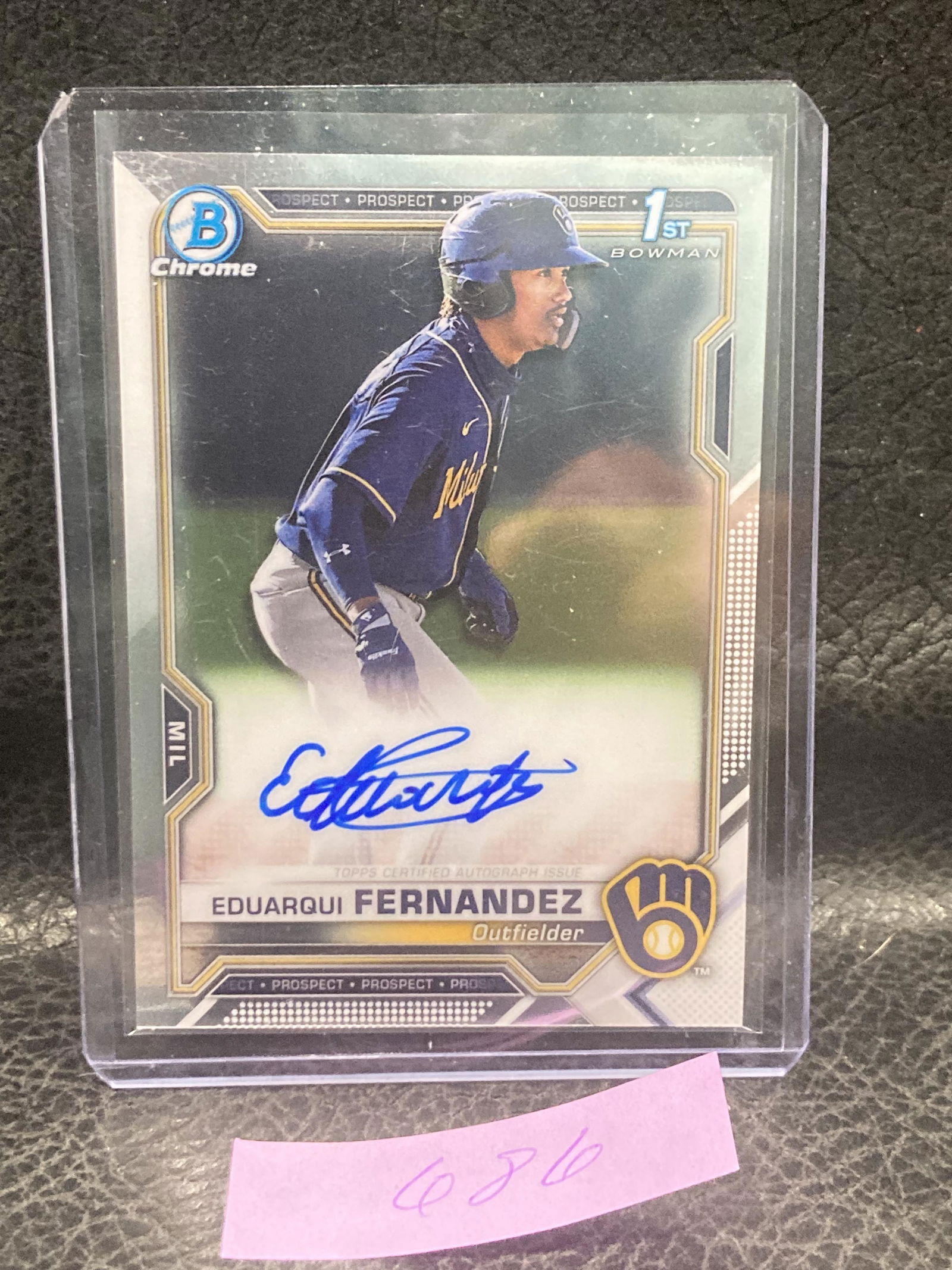 Eduarqui Fernandez 2021 Bowman Chrome 1st Bowman Auto Cpa-Ef Brewers (1 of 2)