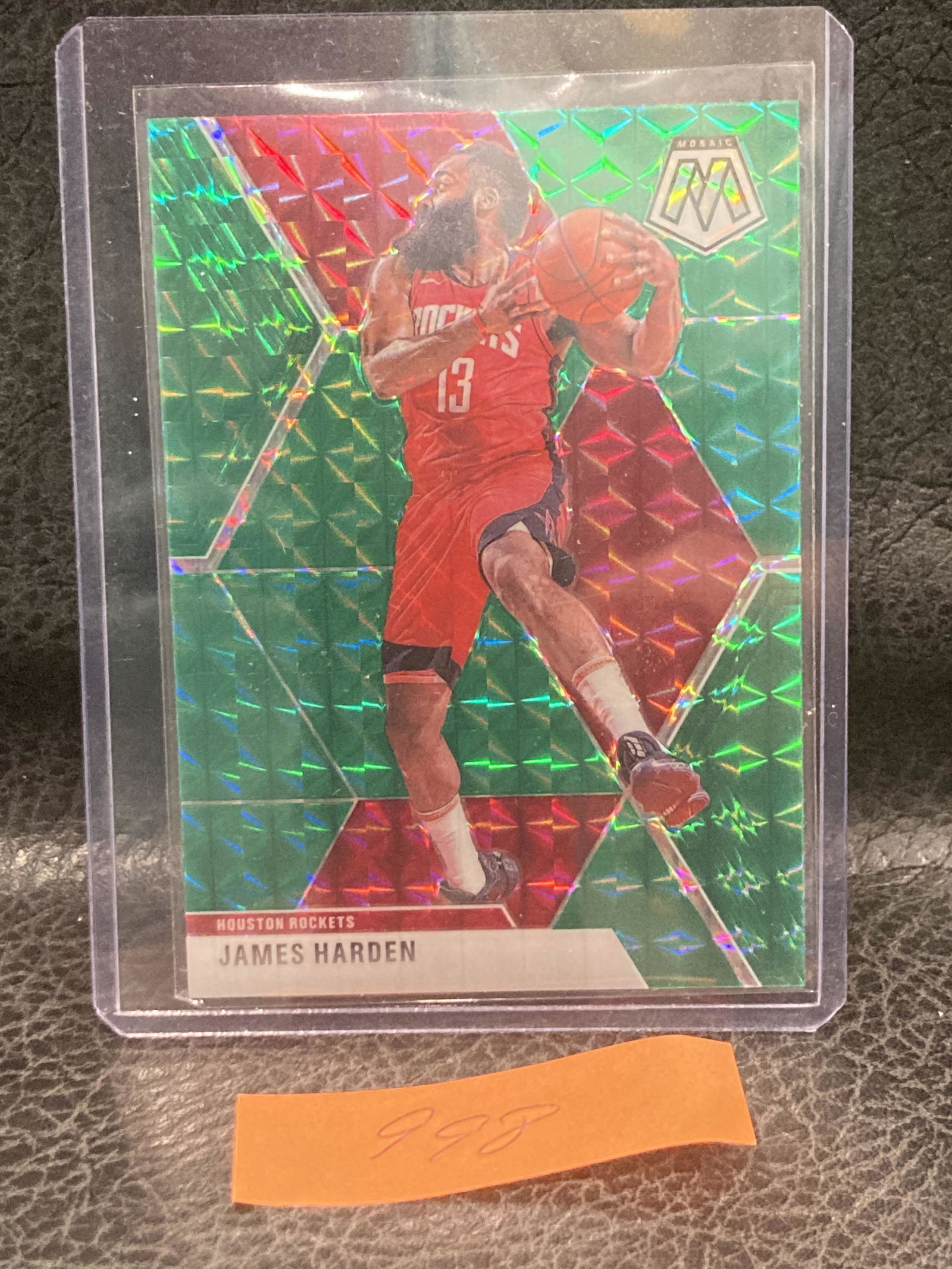 James Harden 2019-20 Panini Mosaic Green Red Prizm Card #114 Rockets (1 of 2)