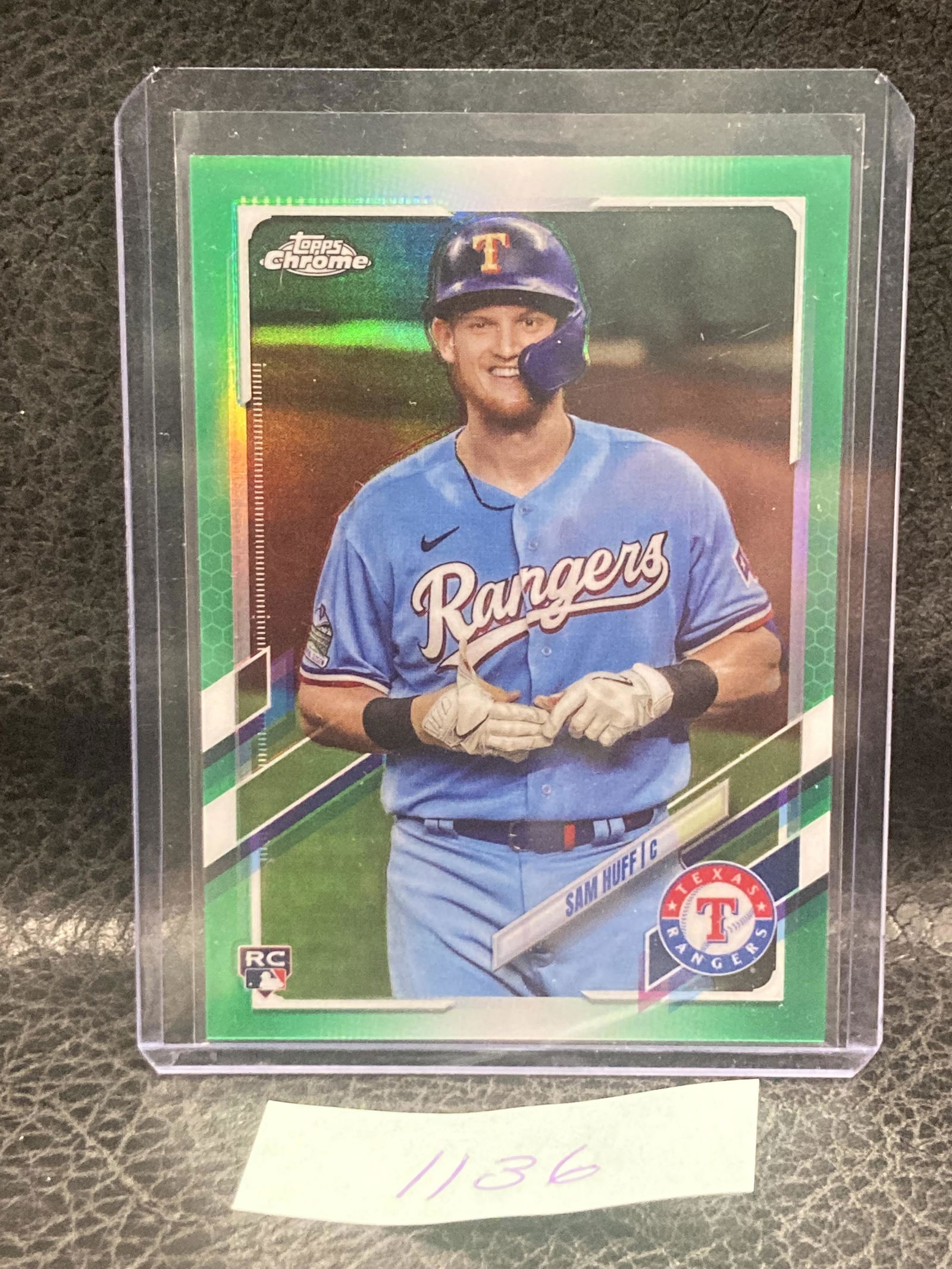 Sam Huff 2021 Topps Chrome Green Refractor /99 Rc Rookie #81 Rangers (1 of 2)