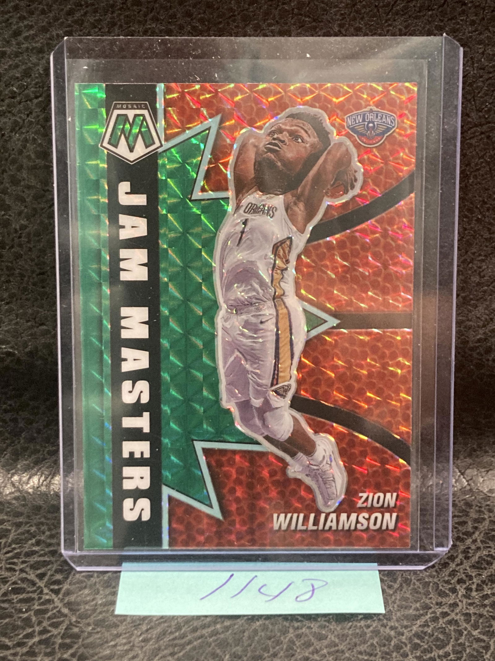 Zion Williamson 2020-21 Panini Mosaic Jam Masters Green Mosaic #1 Pelicans (1 of 2)