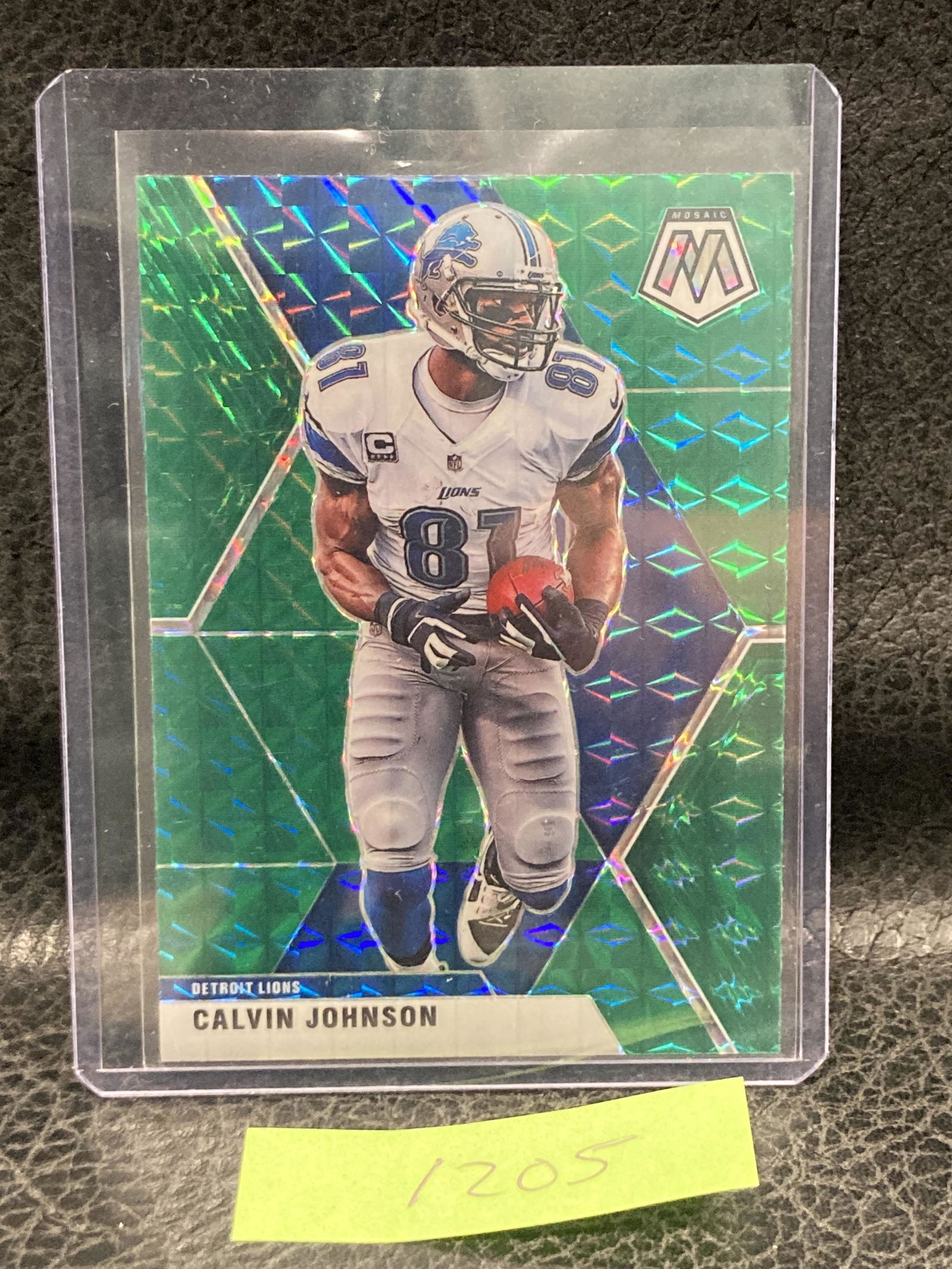 Calvin Johnson 2020 Mosaic Football Green Prizm Mosaic Detroit Lions Hof (1 of 2)