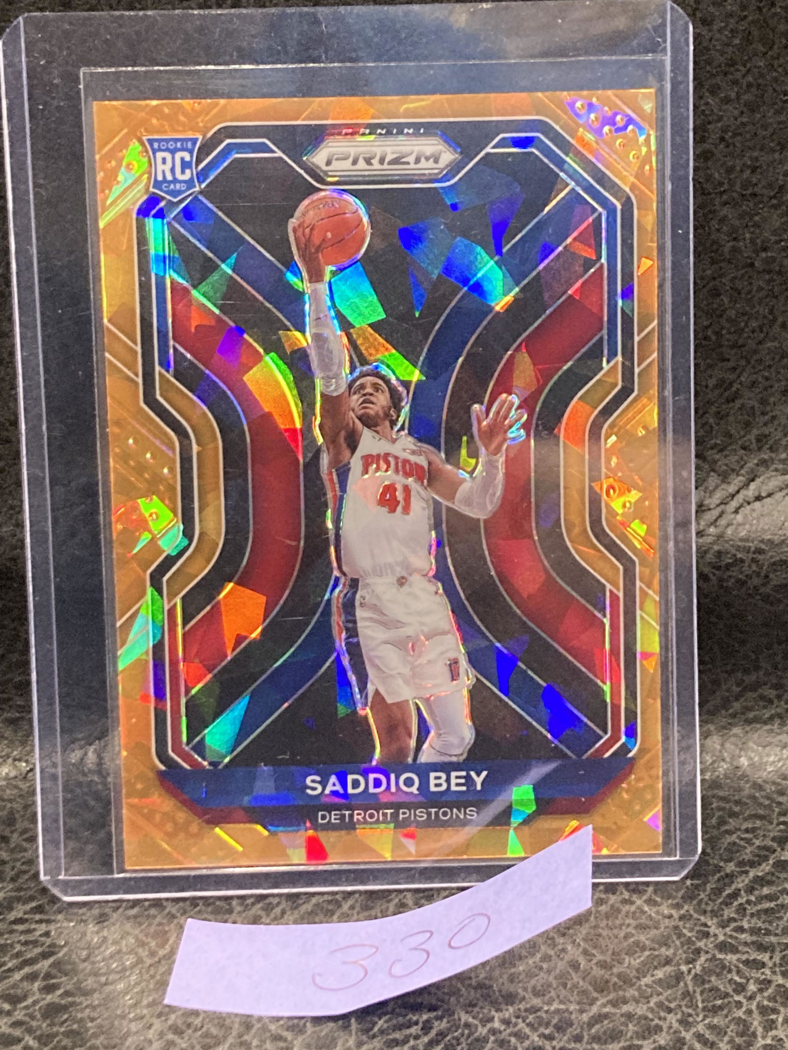 Saddiq Bey 2020-21 Prizm Rc Orange Cracked Ice Refractor Detroit Pistons (1 of 2)