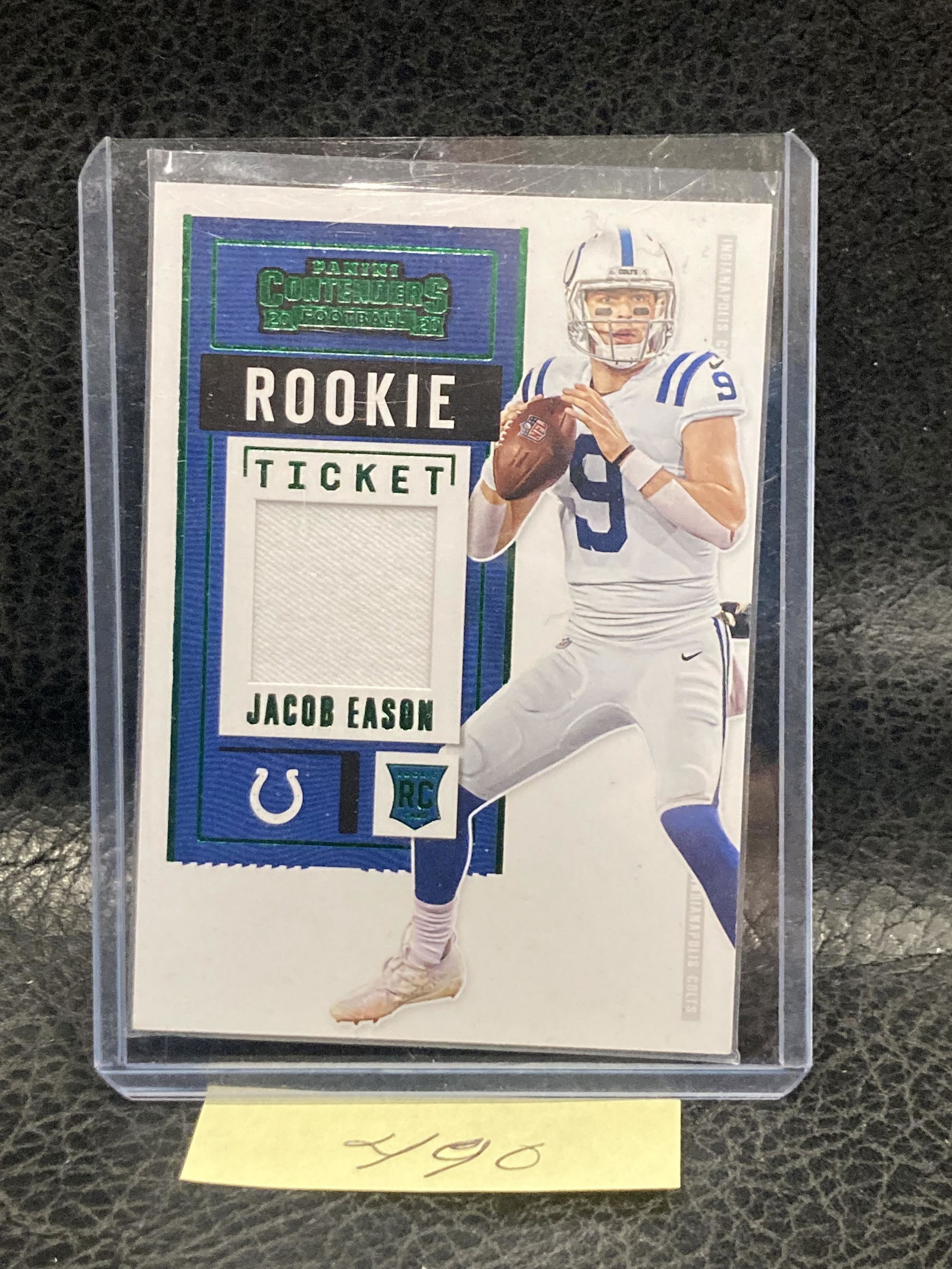 Jacob Eason 2020 Contenders Rookie Ticket Swatches Jersey Relic Green Foil (1 of 2)