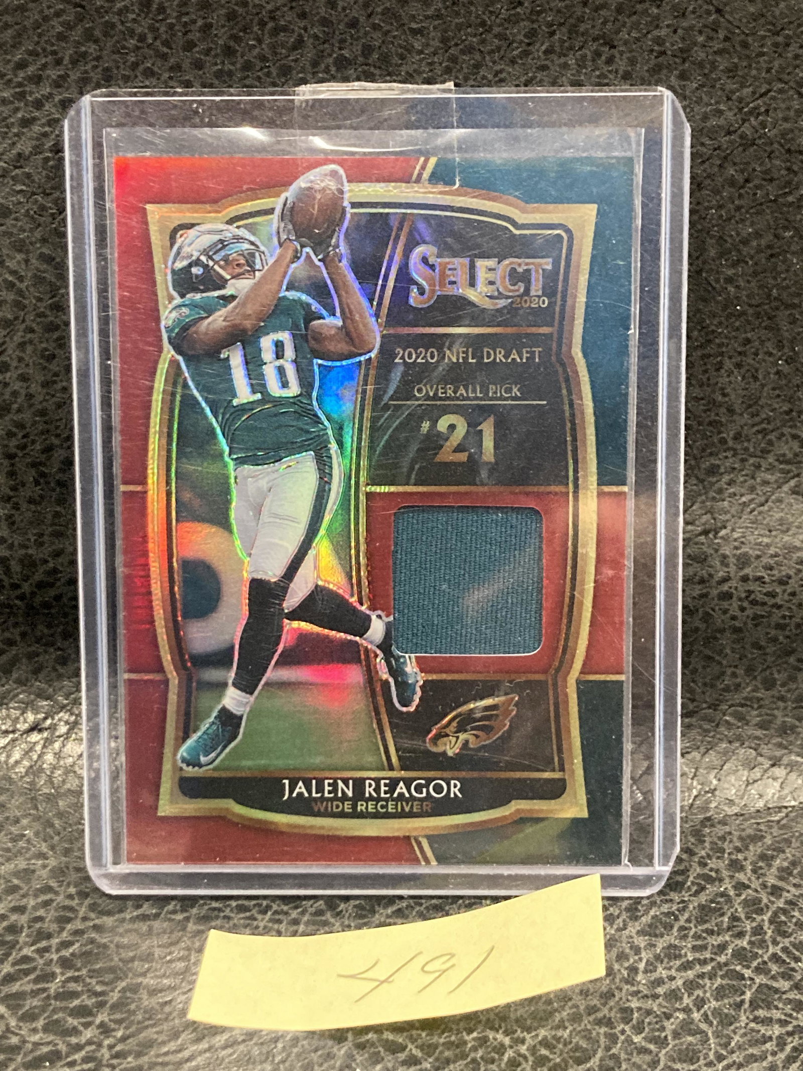 Jalen Reagor 2020 Select Red Prizm Draft Swatch Jersey #DS-JRE Eagles (1 of 2)