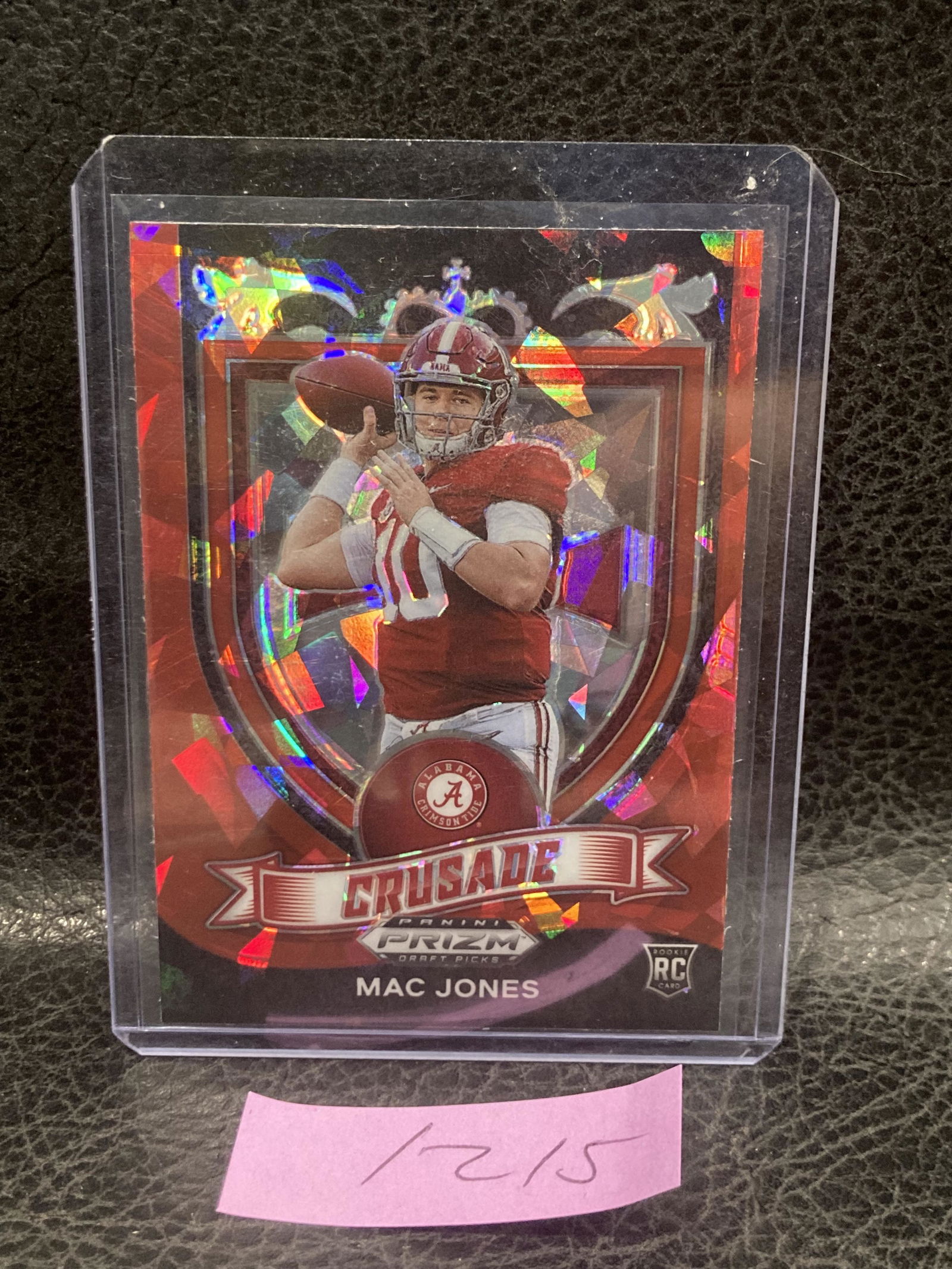 Mac Jones 2021 Prizm Draft Rookie Crusade Red Cracked Ice Refractor Card (1 of 2)
