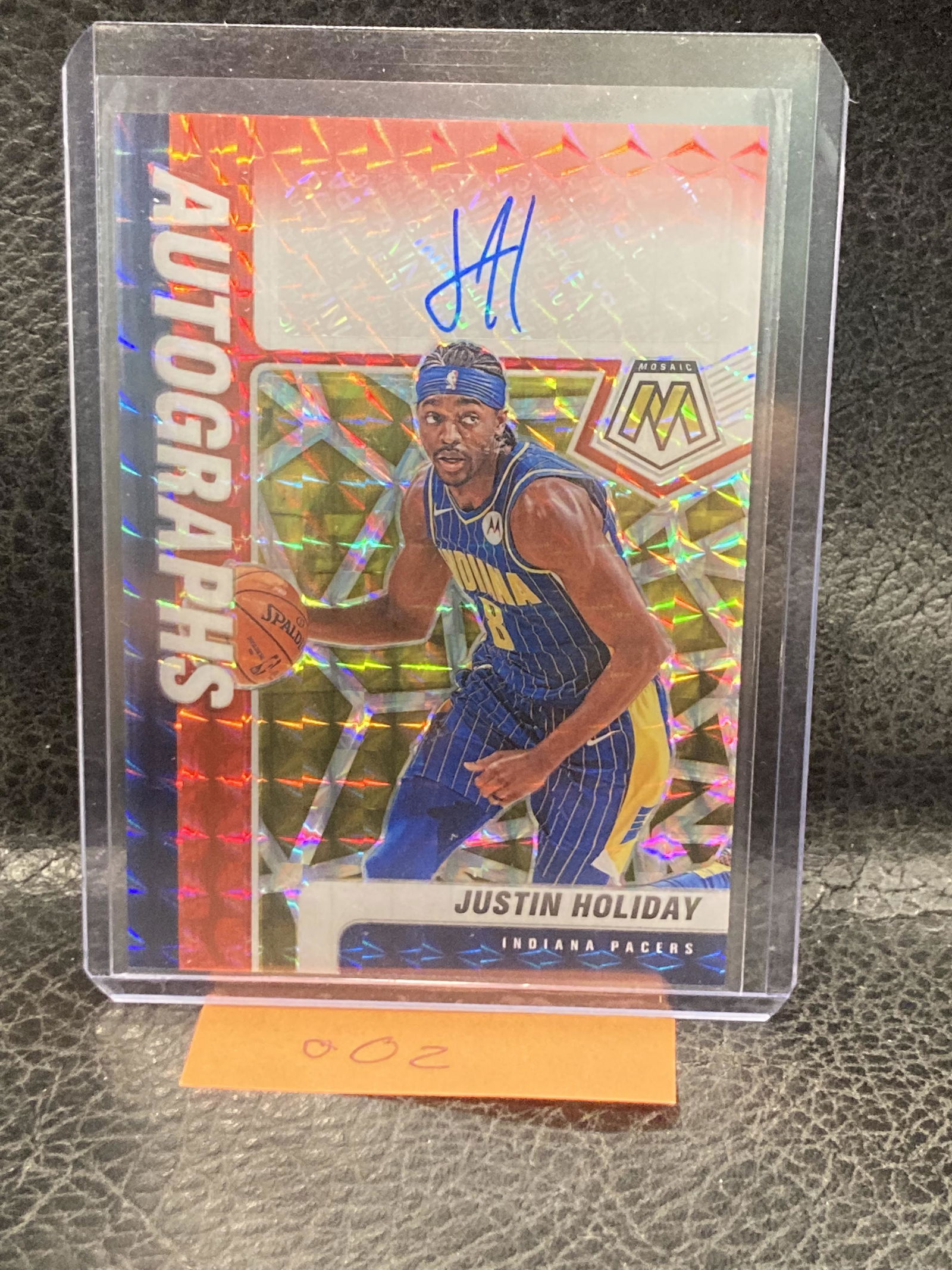 Justin Holiday 2020-21 Mosaic Choice Red Yellow Prizm Auto Pacers (1 of 2)