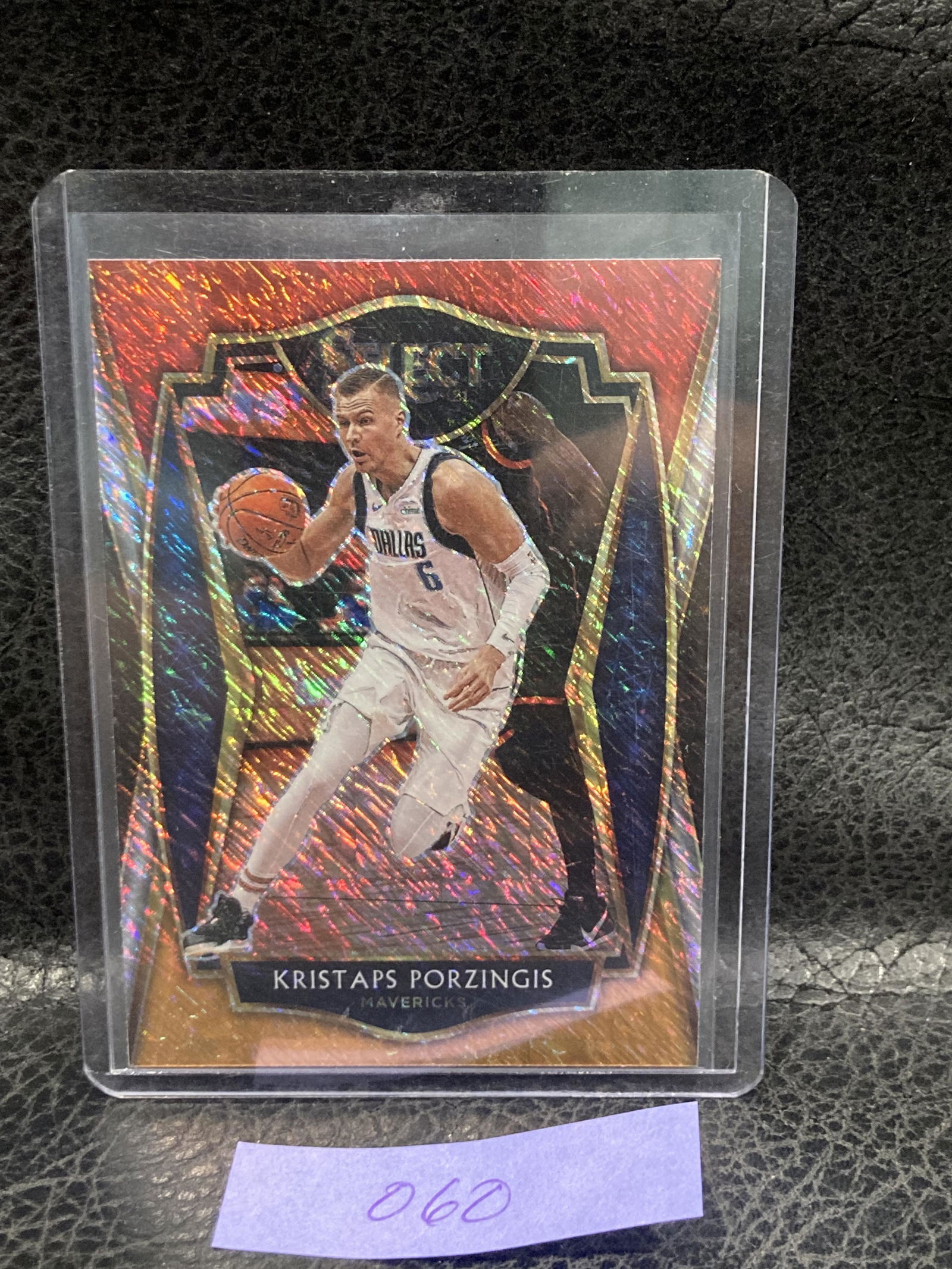 Kristaps Porzingis 2020-21 Select Red White Orange Shimmer Prizm Parallel (1 of 2)