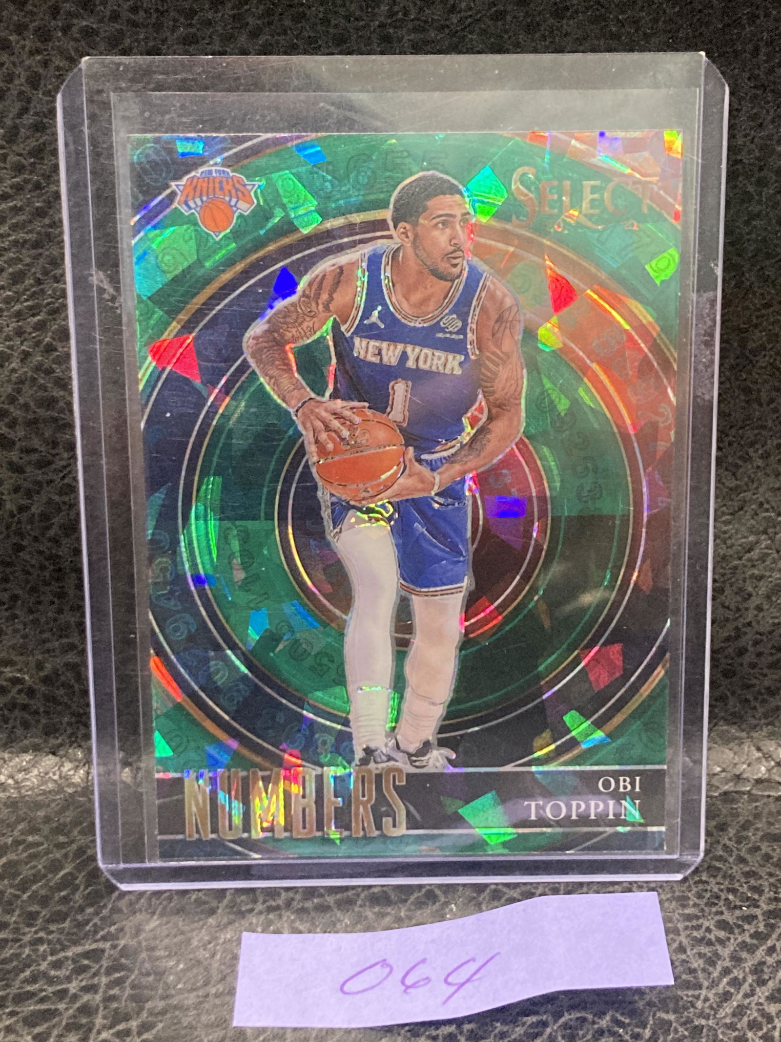 Obi Toppin 2020-21 Select Rookie Green Cracked Ice Numbers Insert #7 Knicks (1 of 2)