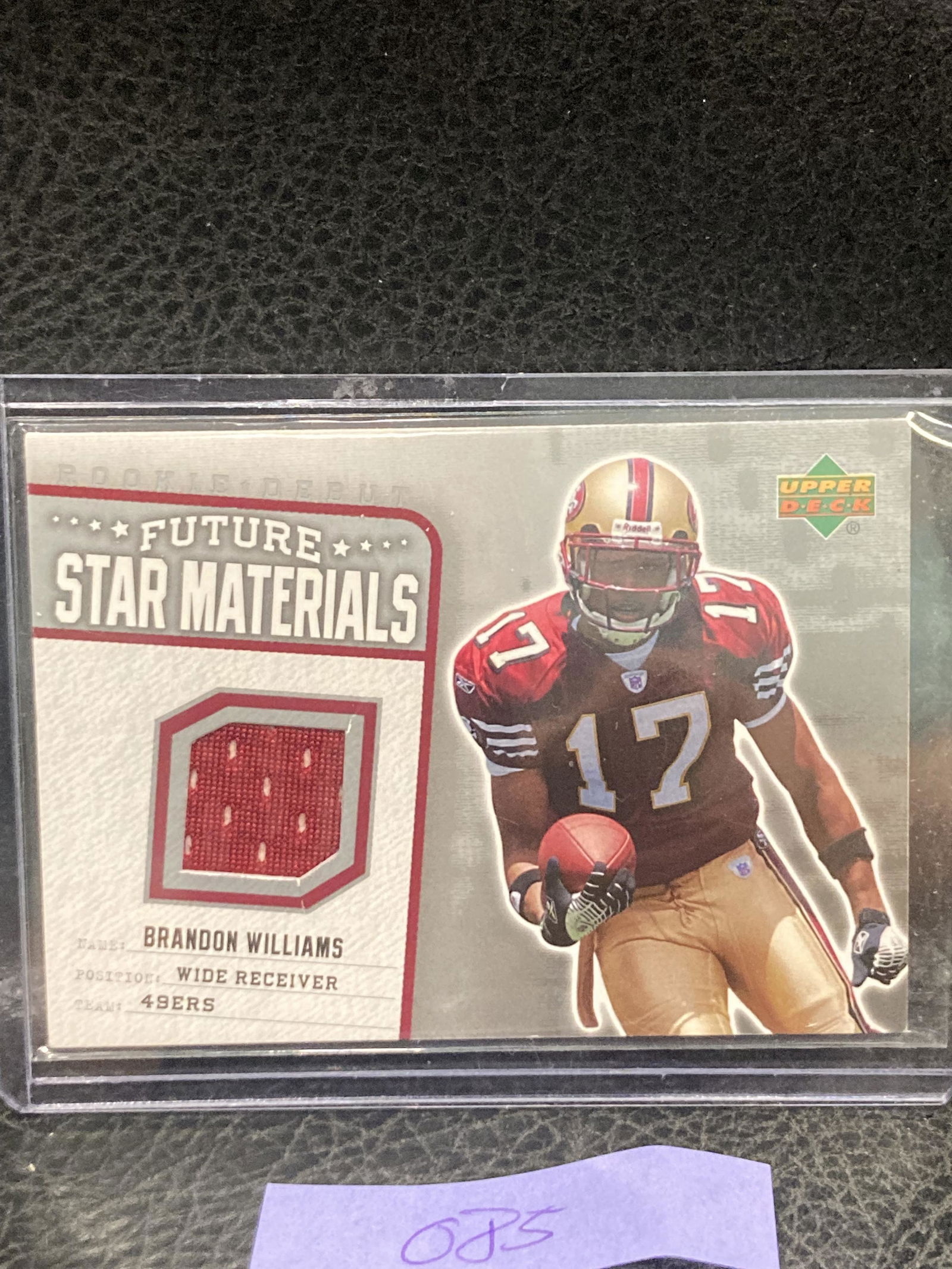 Brandon Williams 2006 Upper Deck Rookie Debut Future Star Materials 49ers (1 of 2)