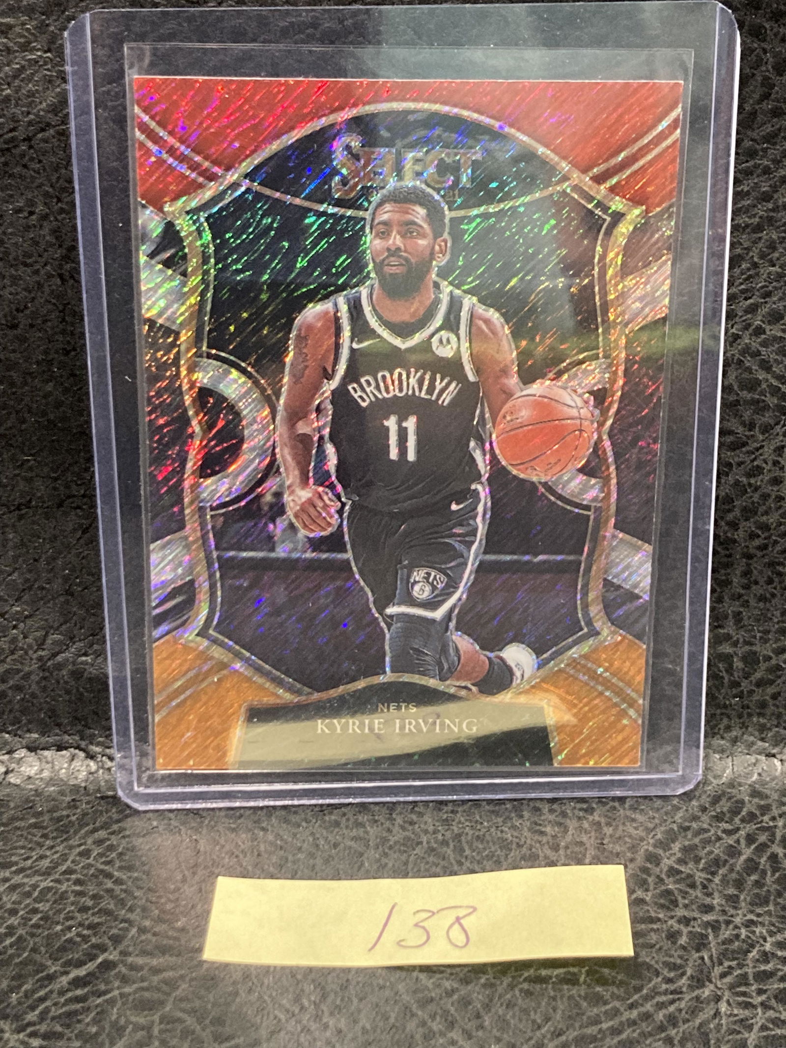 Kyrie Irving Concourse Red White Orange Shimmer 2020-21 Select Card # 42 Nets (1 of 2)