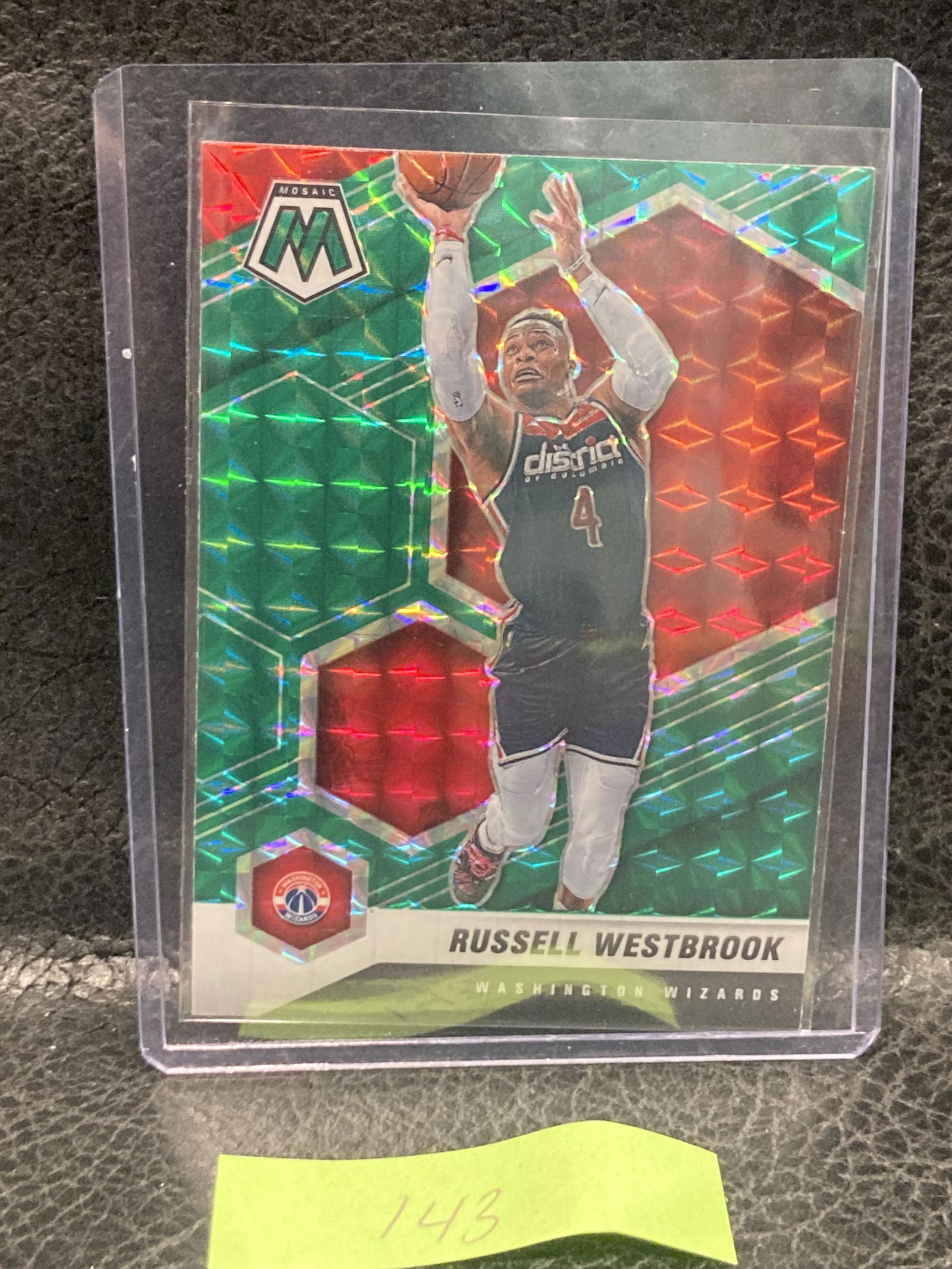 Russell Westbrook 2020-21 Mosaic Basketball Green Mosaic Prizm Wizards (1 of 2)