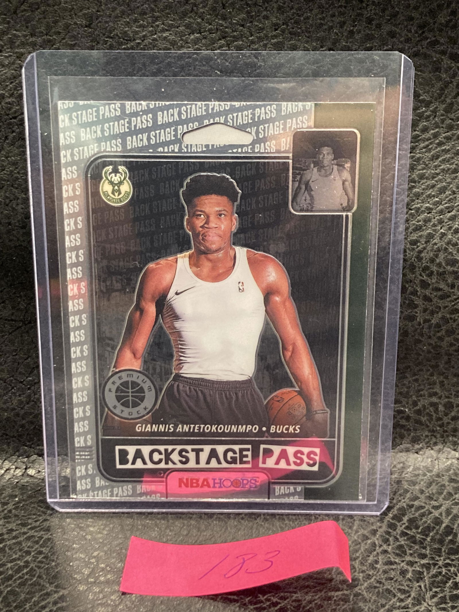 Giannis Antetokounmpo 2019-20 Hoops Premium Stock Backstage Pass #9 Bucks (1 of 2)