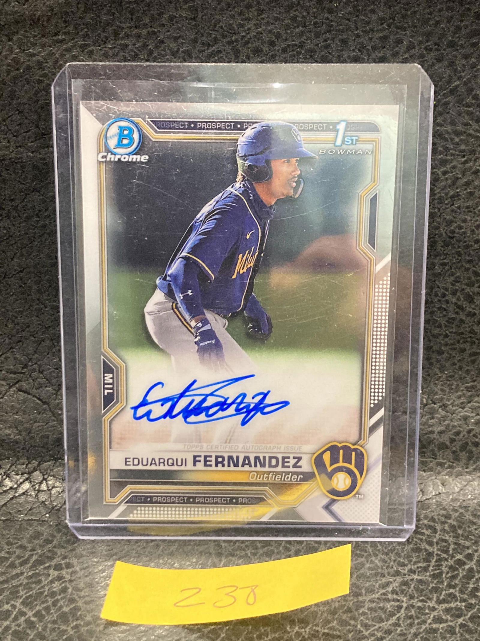 Eduarqui Fernandez 2021 Bowman Chrome Auto 1st Bowman Brewers (1 of 2)
