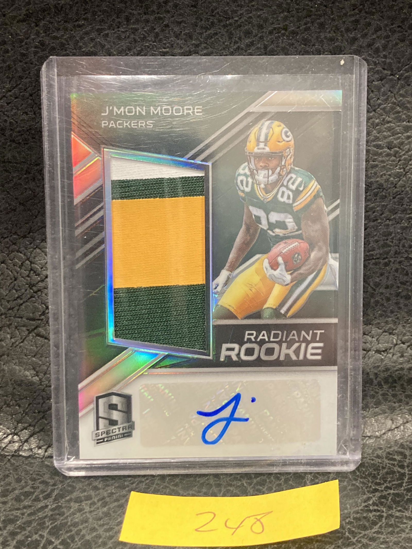 Jmon Moore 2018 Spectra Radiant Rookie Auto 3cl Jersey Patch 084/299 Packers (1 of 2)