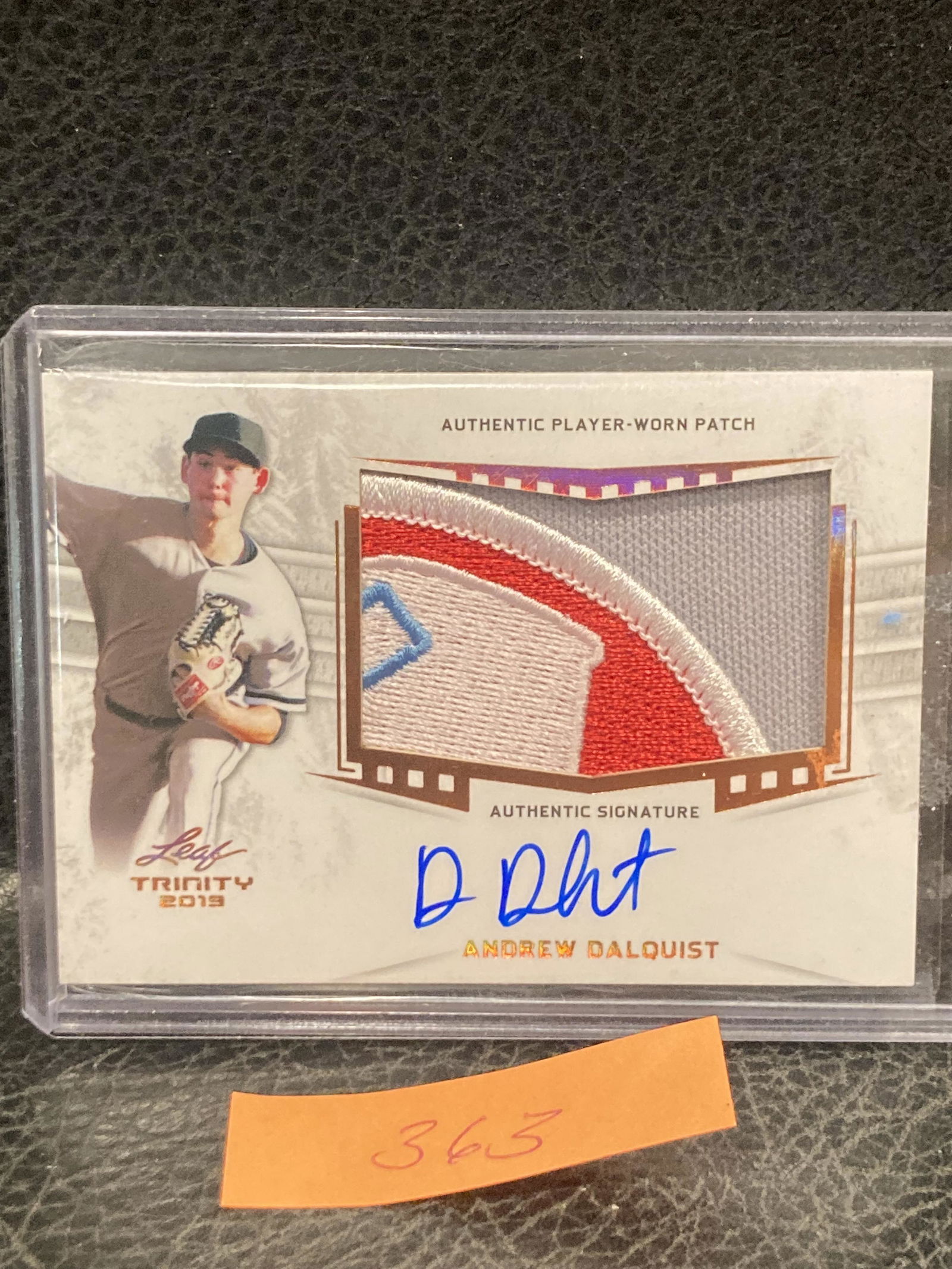 Andrew Dalquist 2019 Leaf Trinity 1970s Patch Bronze Auto Rc White Sox (1 of 2)