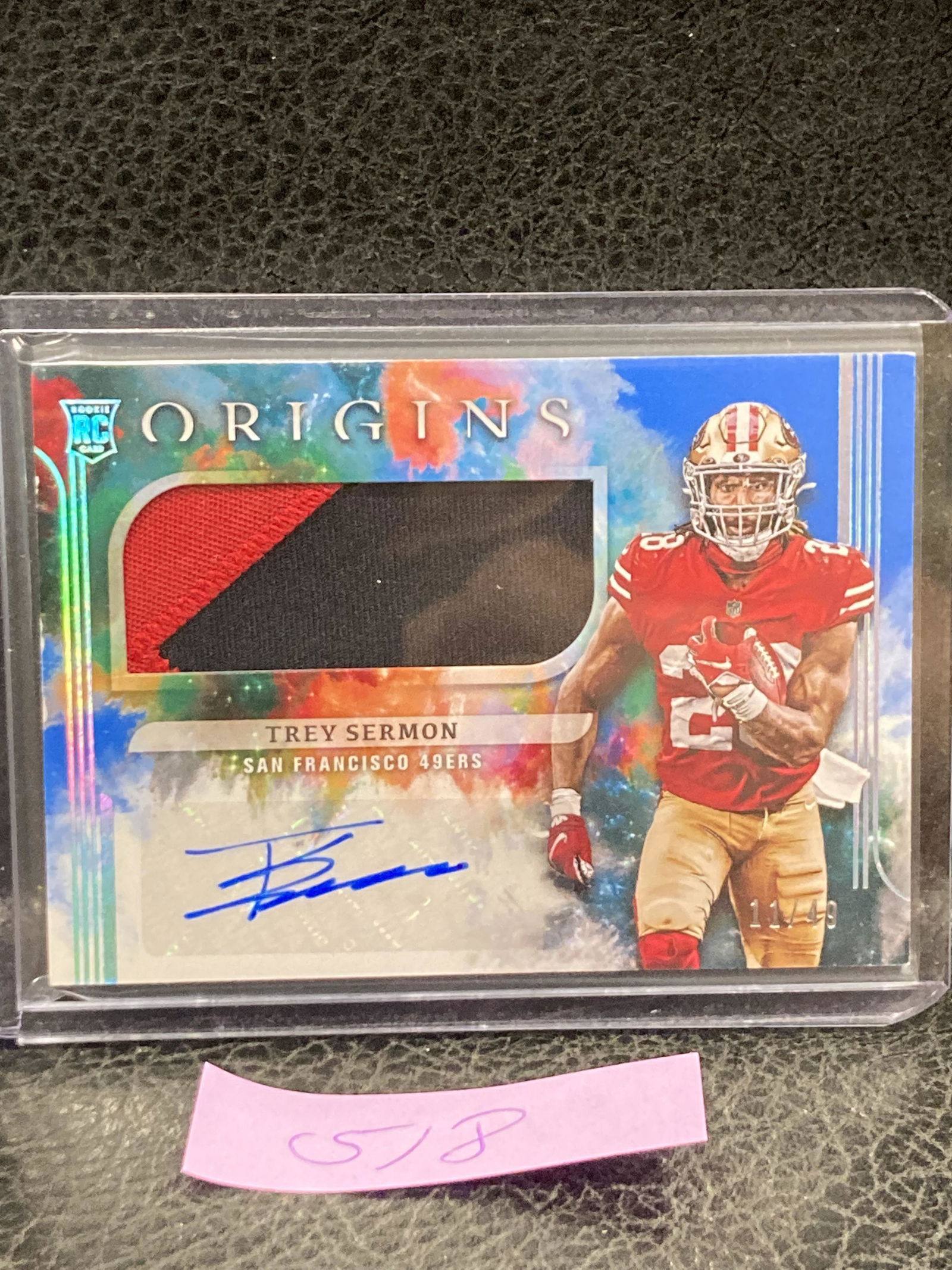 Trey Sermon 2021 Origins #178 Blue Rookie Rc Auto #/49 49ers (1 of 2)