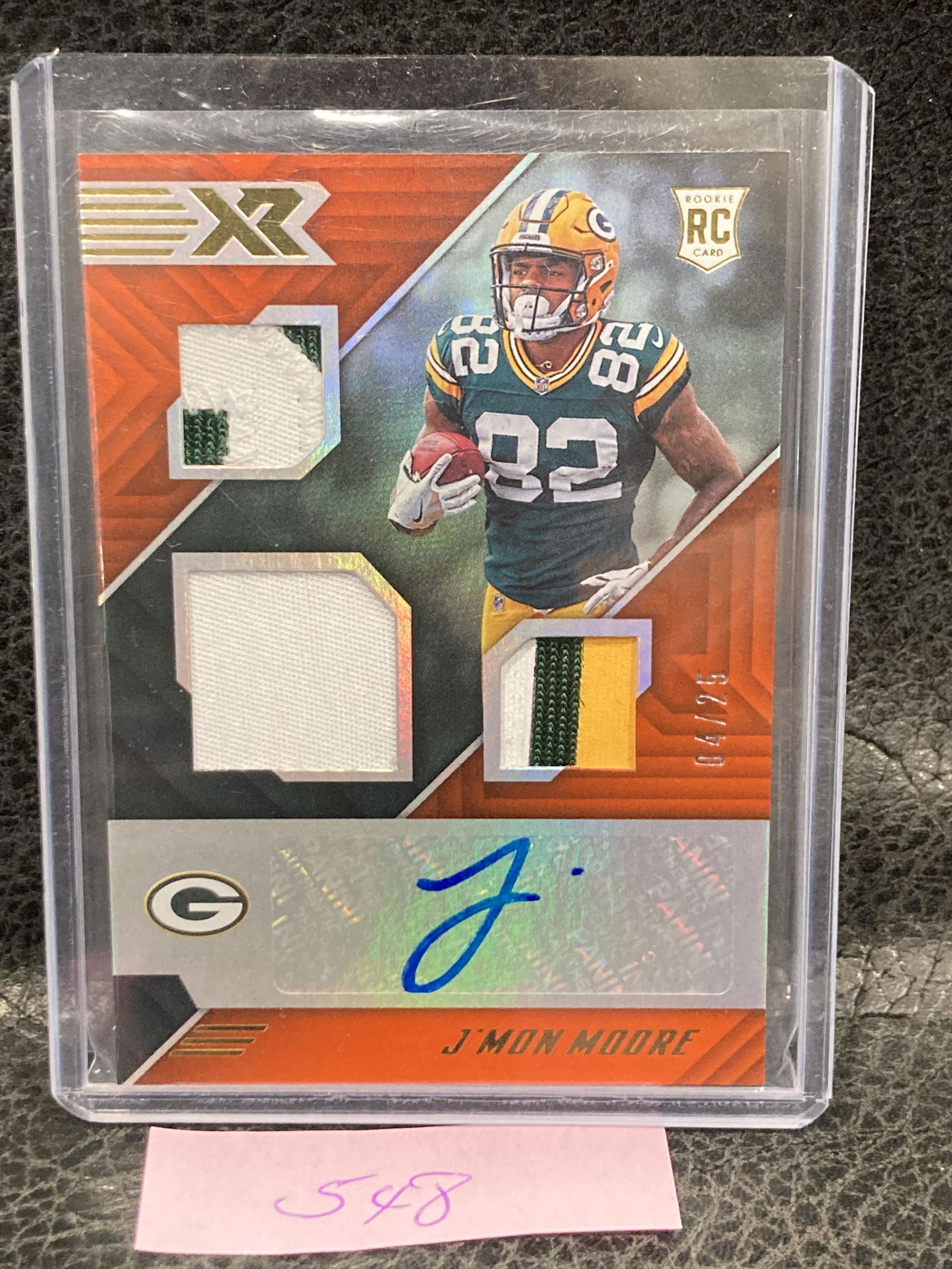 Jmon Moore 2018 Panini Xr Triple Swatch Orange /25 #196 Rookie Auto Rc (1 of 2)