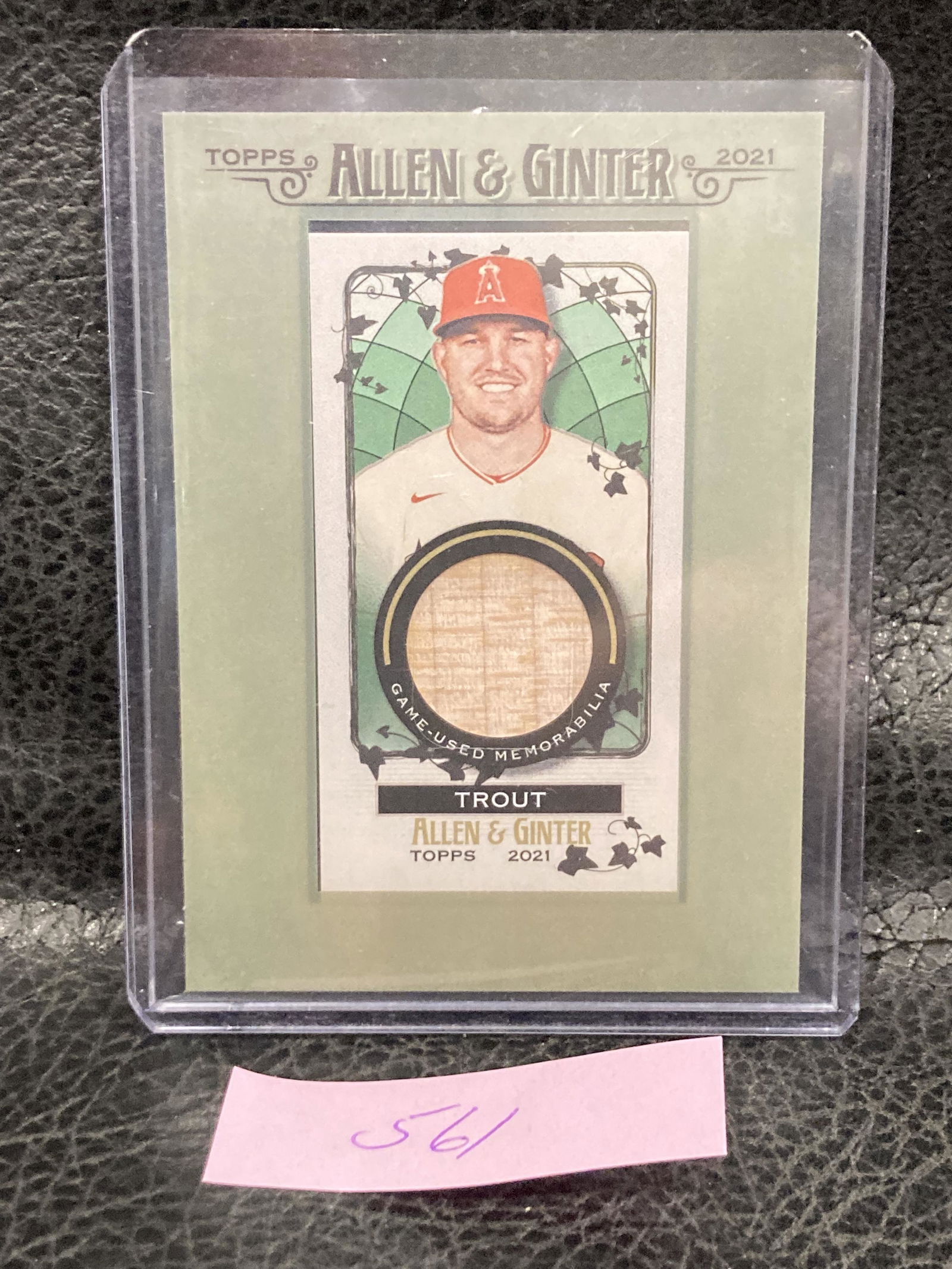 Mike Trout 2021 Topps Allen & Ginter #MFR-MT Mini Framed Bat Relic Angels Games Used (1 of 2)