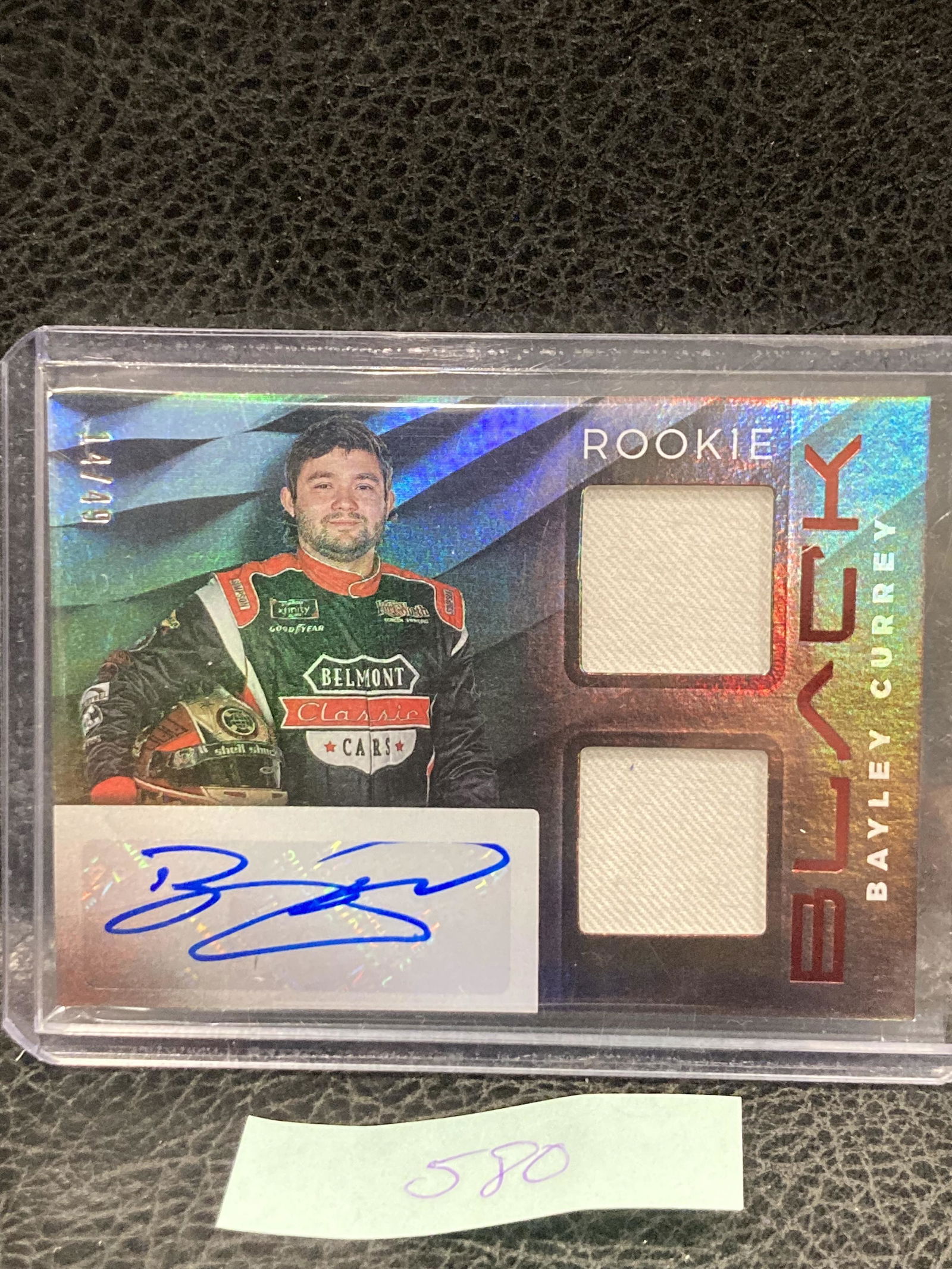 Bayley Currey 2021 Chronicles Racing Black Rookie Relic Auto Holo /49 (1 of 2)