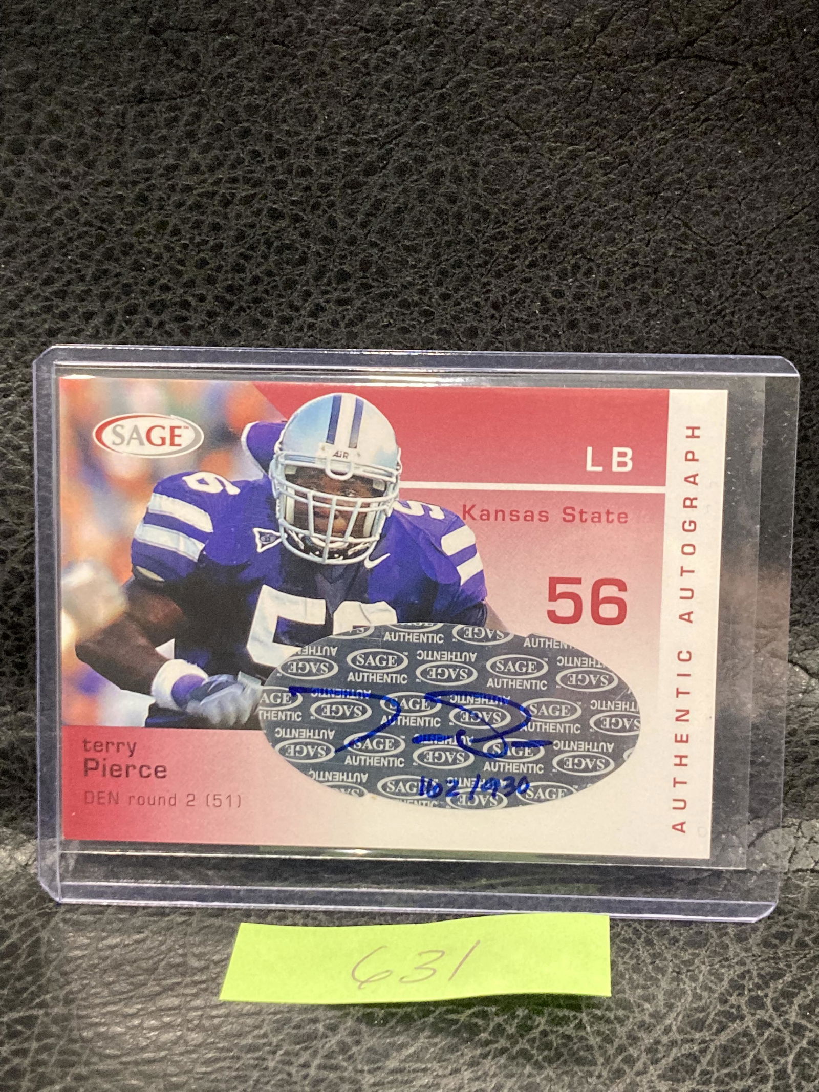 Terry Pierce 2003 Sage Auto Autograph Red /930 Rookie Rc Kansas St Broncos (1 of 2)