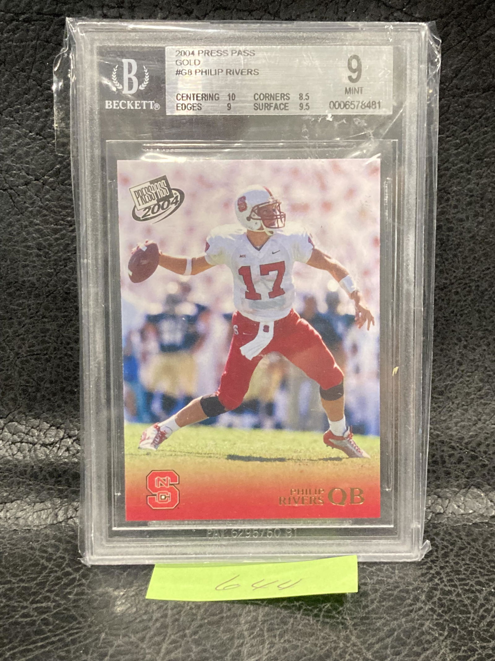 Philip Rivers 2004 Press Pass Gold Bgs 9 Rookie San Diego Chargers #8 Rc (1 of 2)