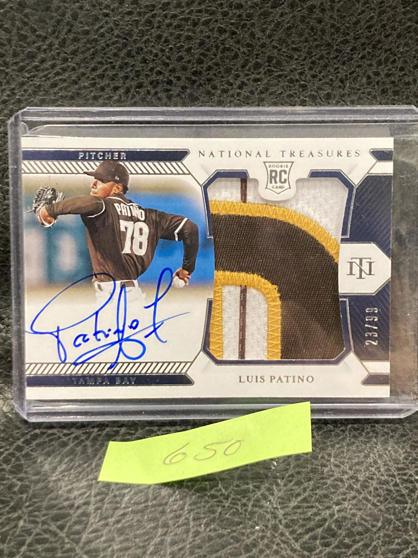 Luis Patino 2021 National Treasures Auto/Jersey Rc Card #/99 Tampa Bay (1 of 2)