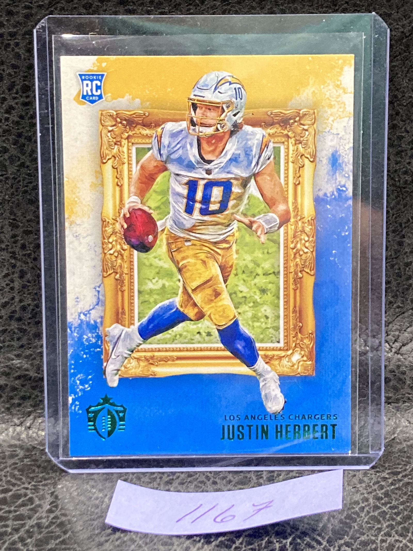 Justin Herbert 2020 Chronicles Gridiron Kings RC GK-3 Los Angeles Chargers Green Parallel (1 of 2)