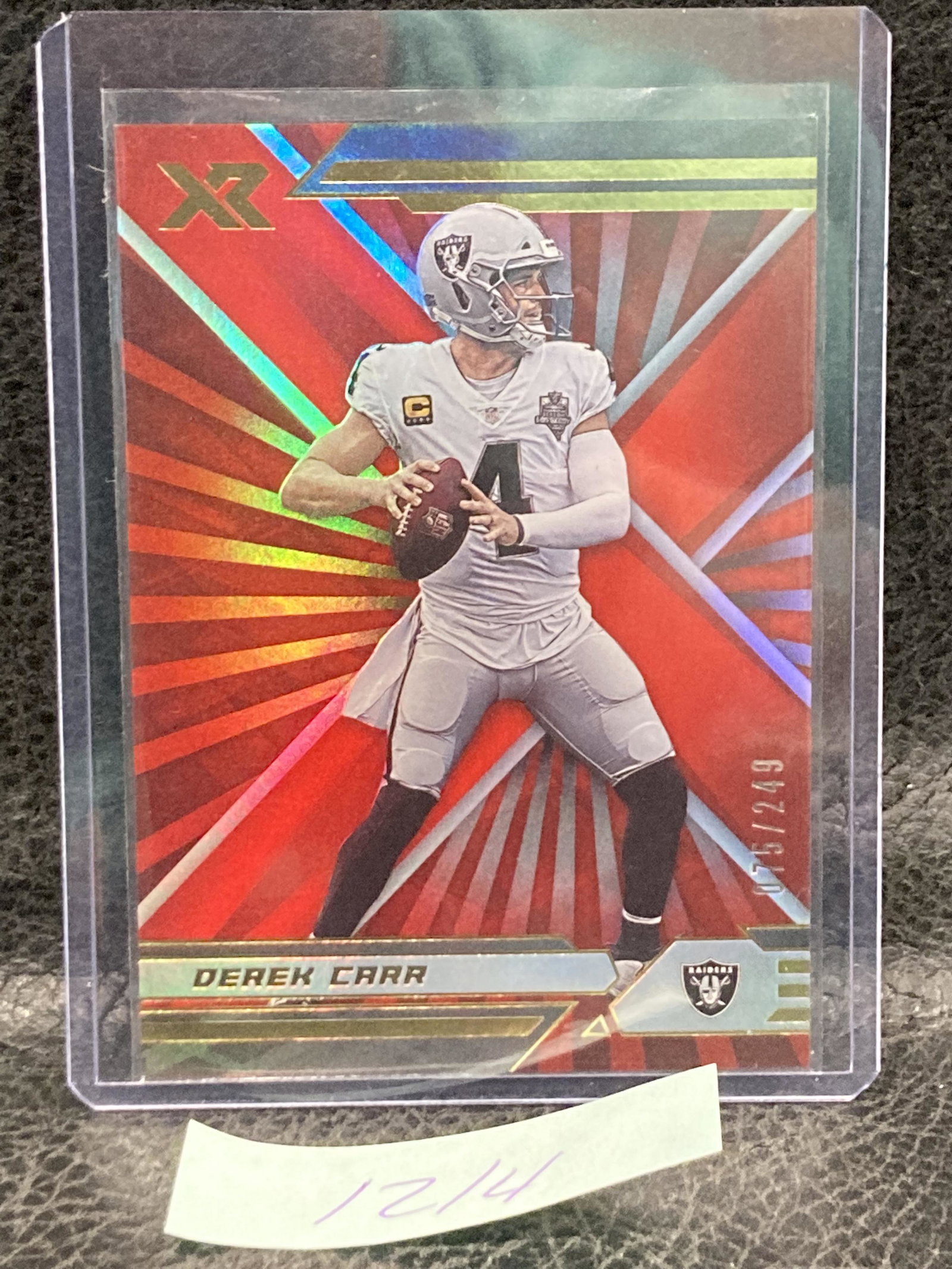 DEREK CARR 2019 XR Football Red /249 Oakland Raiders: DEREK CARR 2019 XR Football Red /249 Oakland Raiders