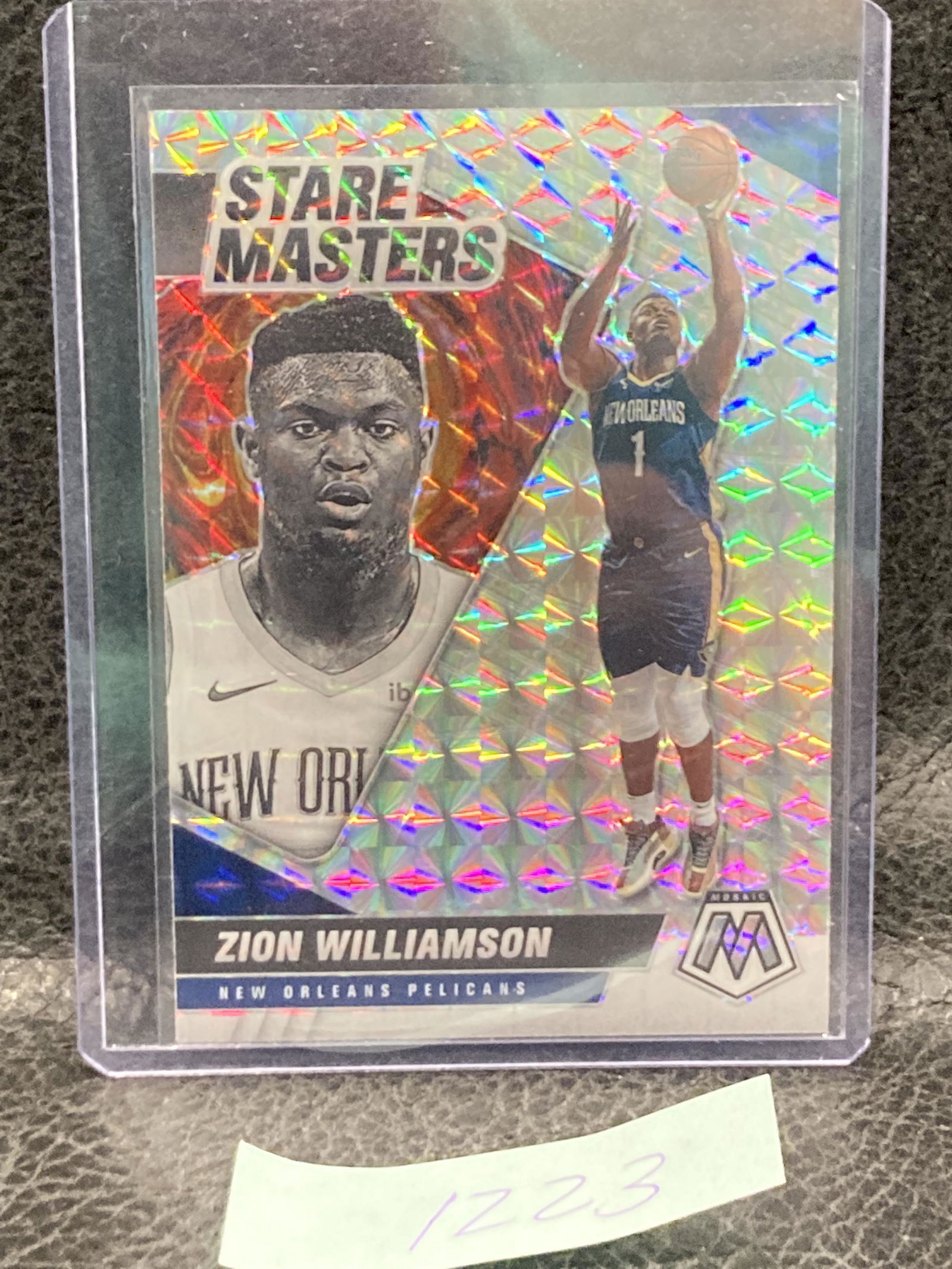 Zion Williamson 2020-21 Panini Mosaic Silver Prizm Stare Masters Pelicans (1 of 2)