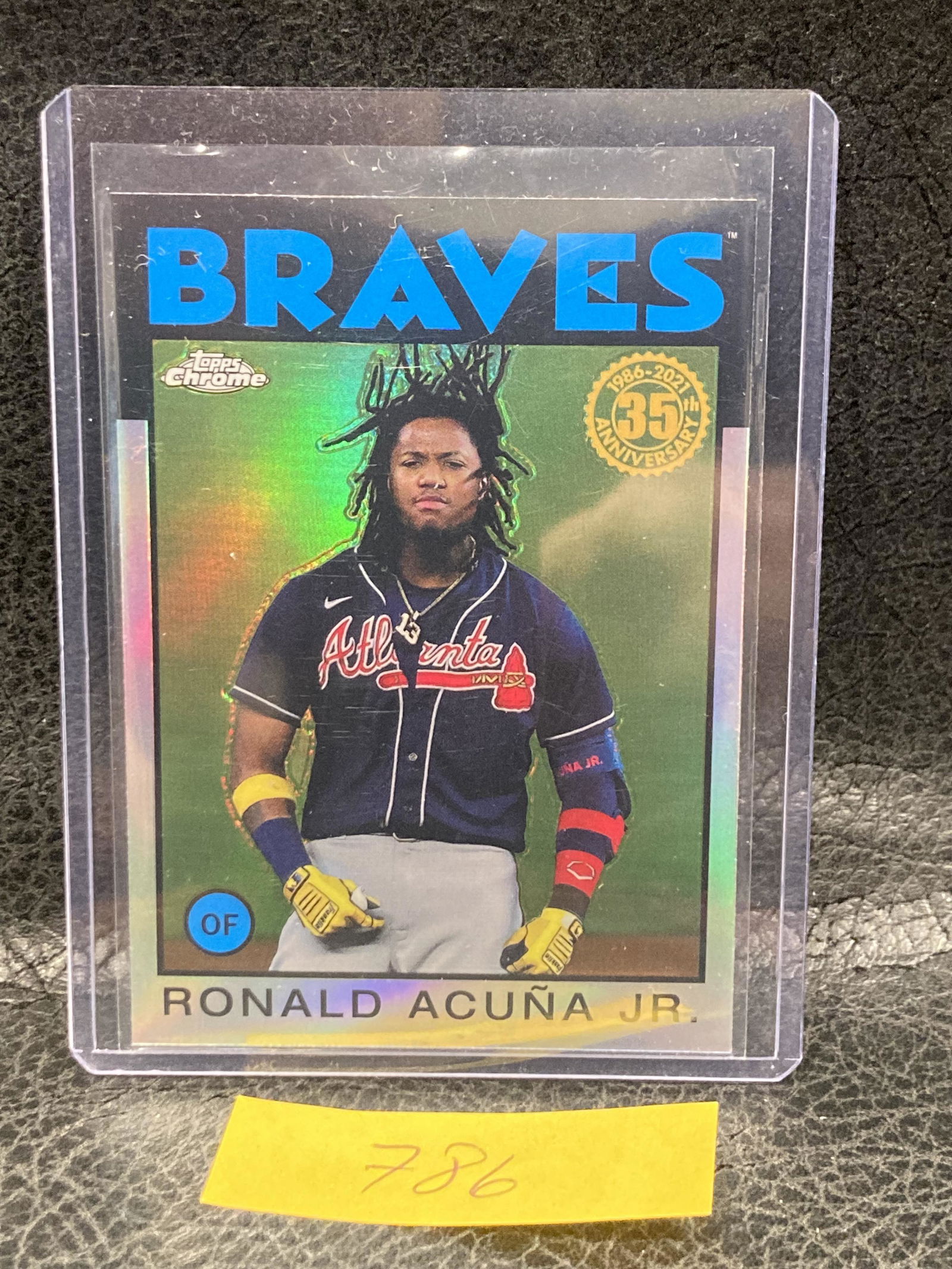 Ronald Acuna Jr 2021 Topps Chrome #86BC-3 Refractor 1986 35th Anniversary Braves (1 of 2)