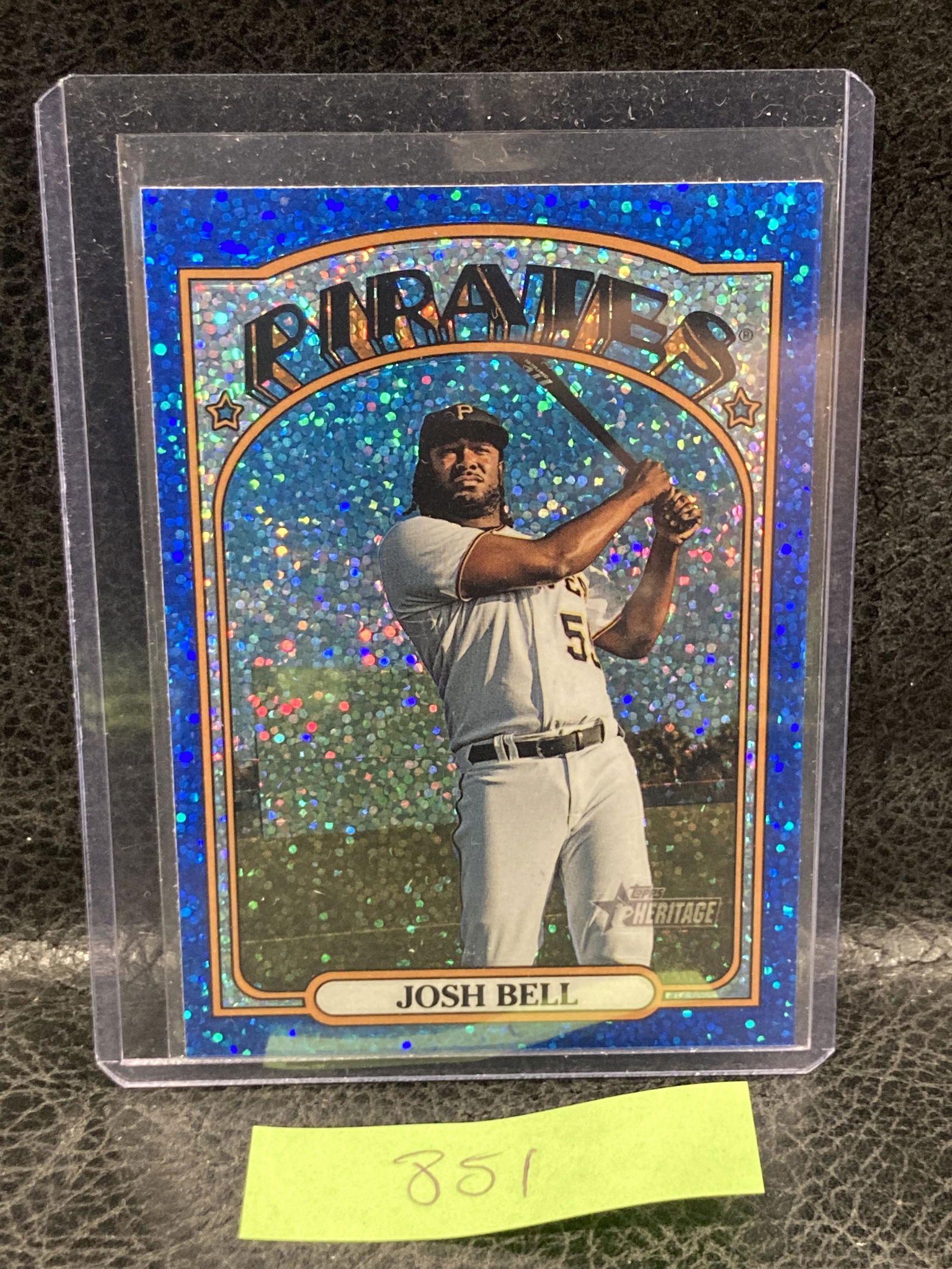 Josh Bell 2021 Topps Heritage #309 Chrome Blue Sparkle Parallel Pirates (1 of 2)