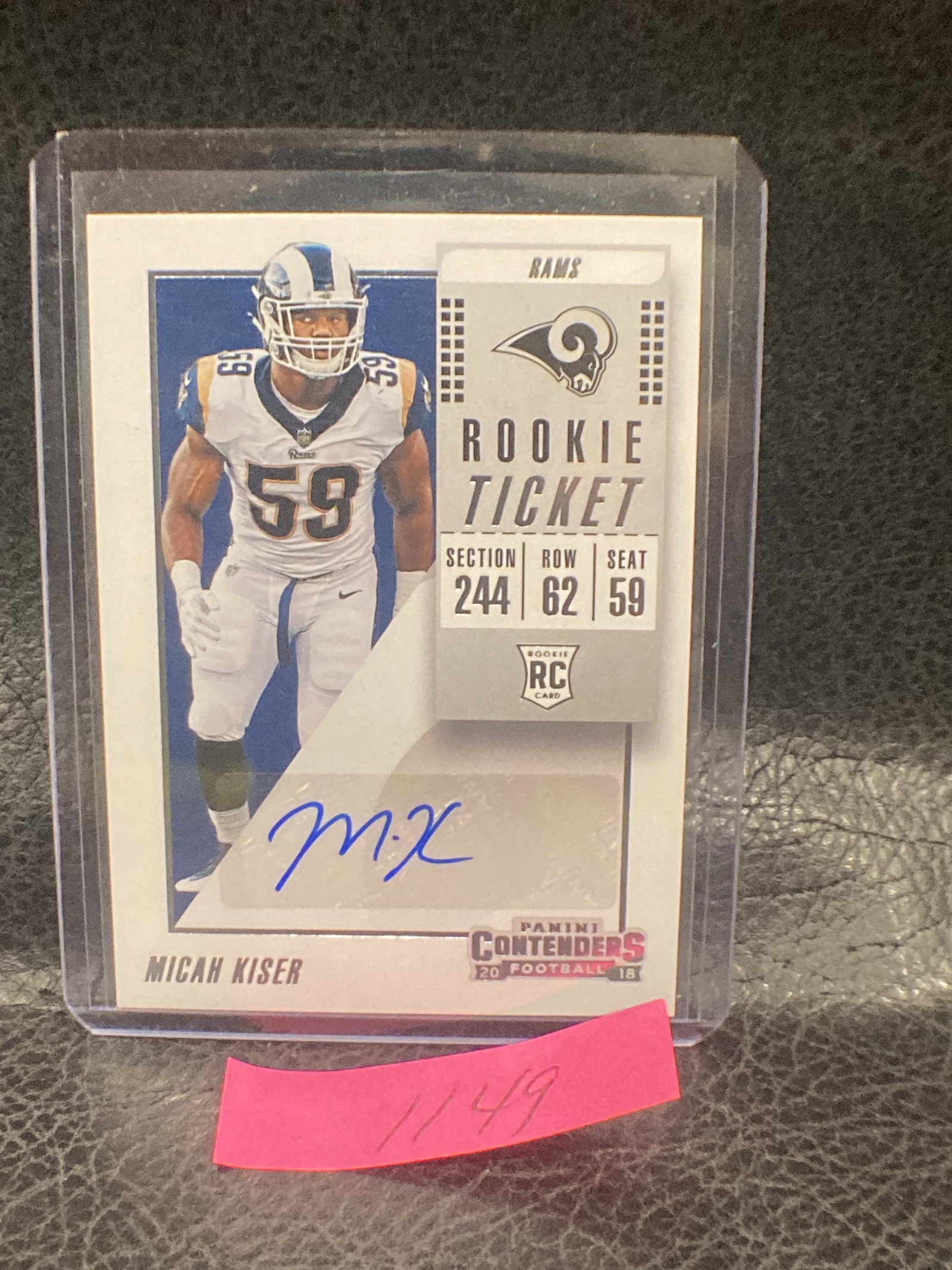 Micah Kiser 2018 Panini Contenders Optic Rookie Autograph Auto Rc La Rams #228 (1 of 2)