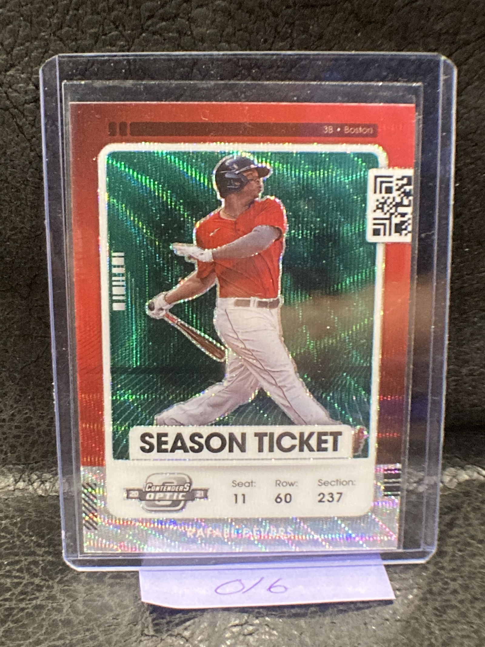 2021 Panini Contenders Optic Green Wave Ticket Rafael Devers #6 (1 of 2)