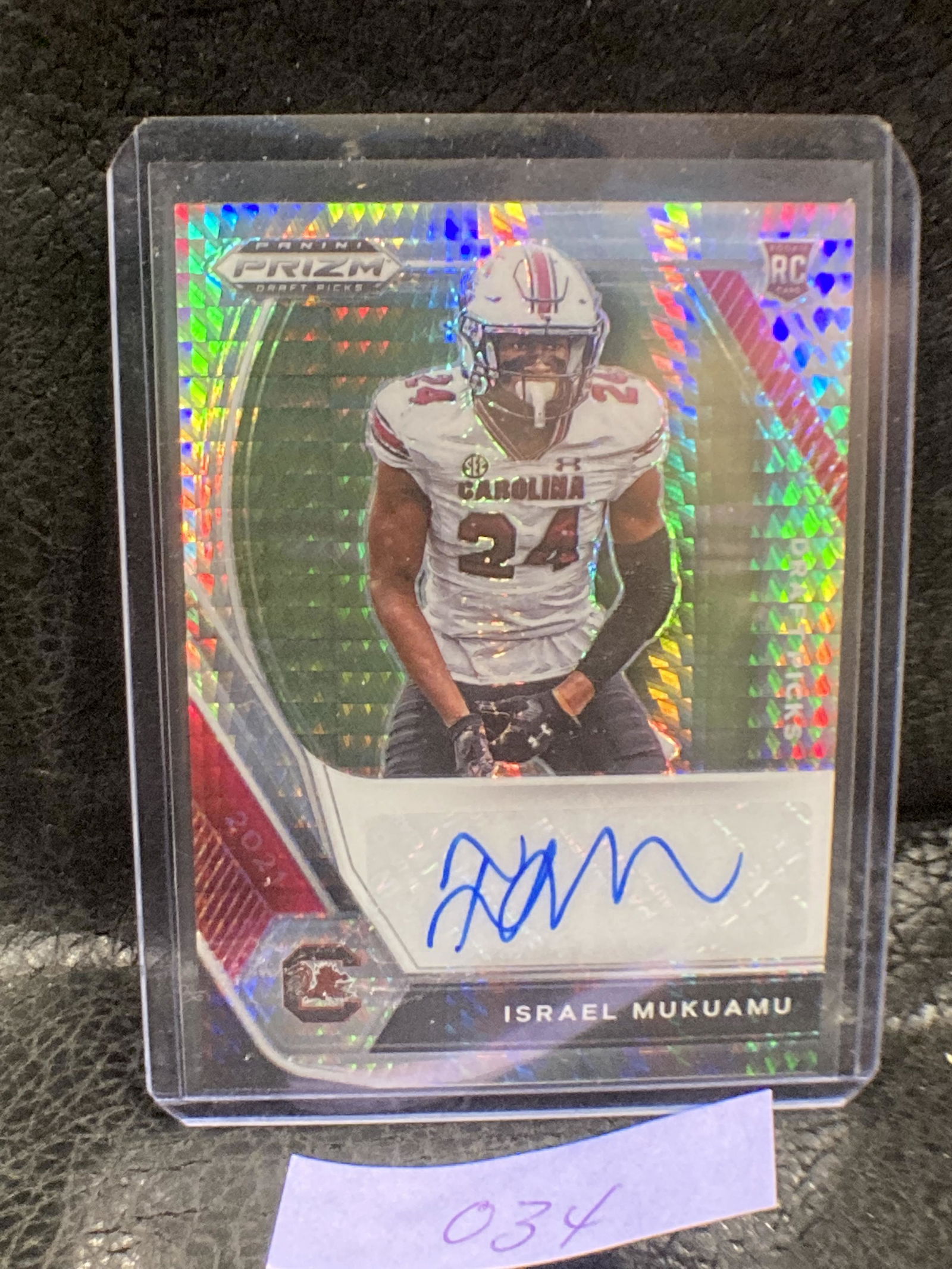 Israel Mukuamu 2021 Prizm Draft Picks Hyper Prizm Rookie Auto Cowboys Rc (1 of 2)