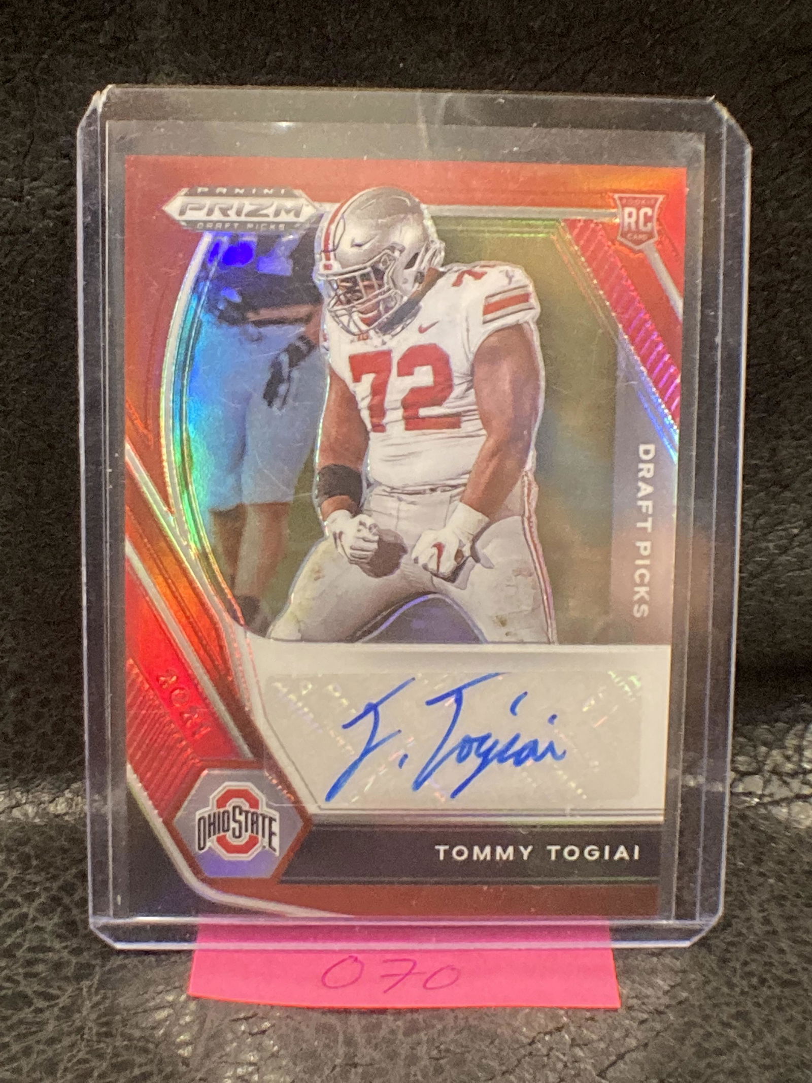 Tommy Togiai Auto Red Prizm Rookie Card #/199 Browns Rc Ohio State 2021 Prizm (1 of 2)