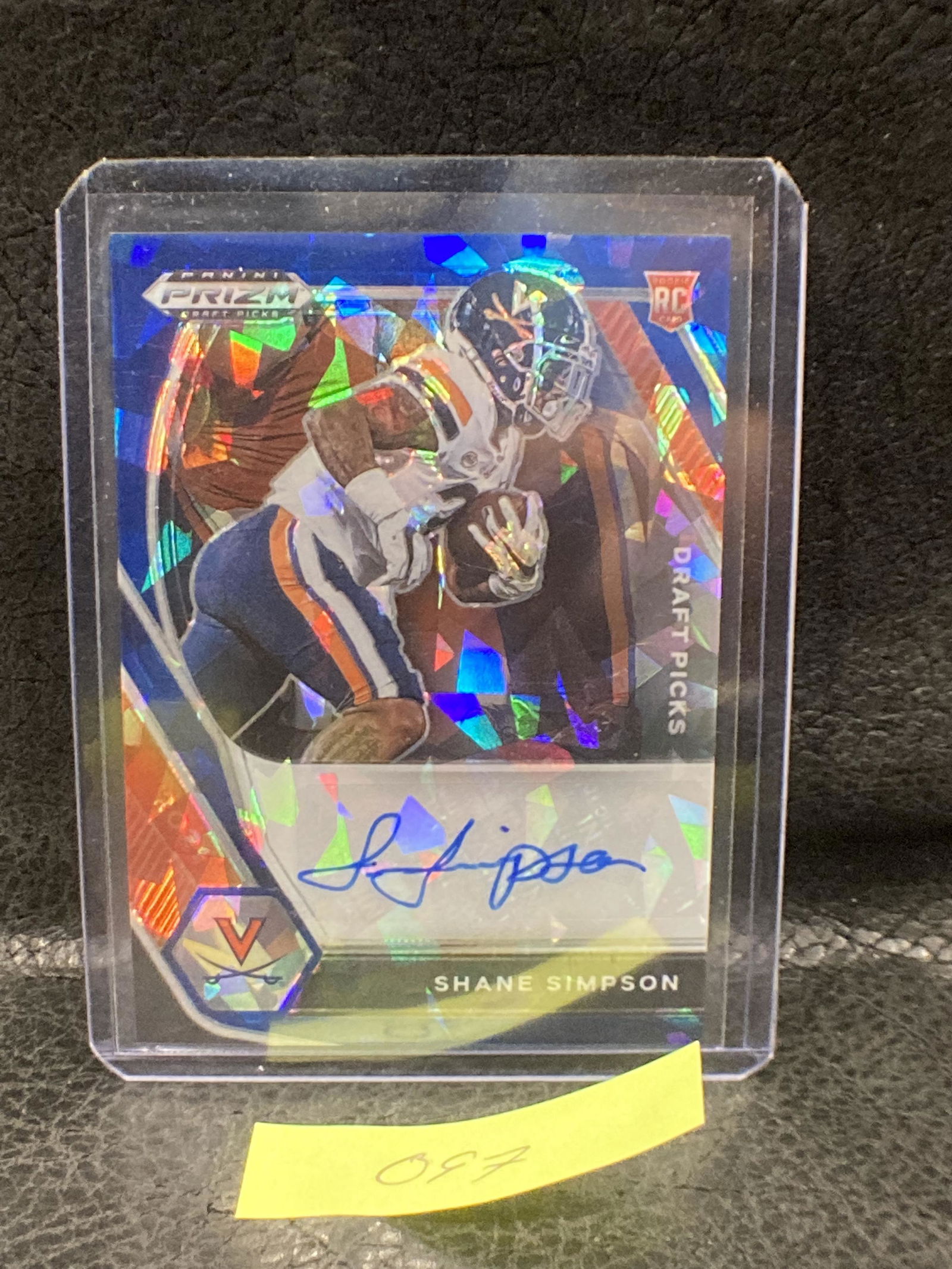 Shane Simpson 2021 Prizm Draft Auto Blue Ice #282 Virginia Rookie Rb #/75 (1 of 2)