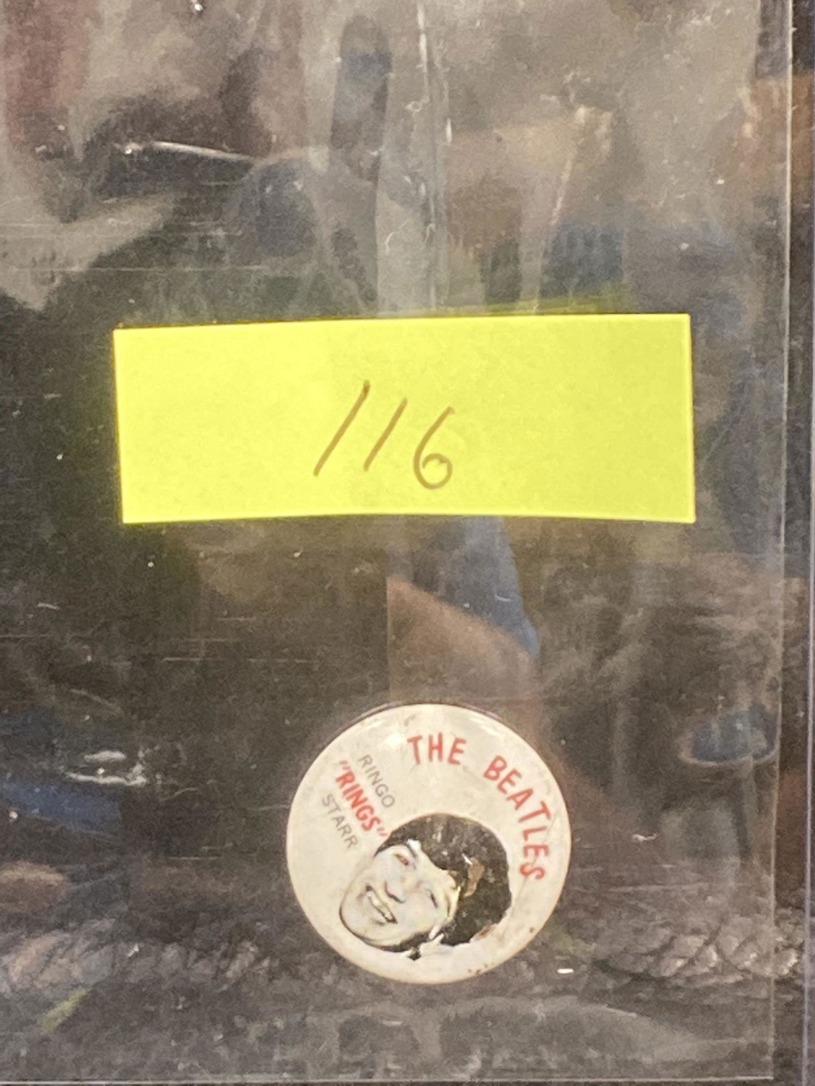 Vintage Beatles Ringo Rings Star Pinback Pin Button Green Duck Co. Chicago (1 of 2)