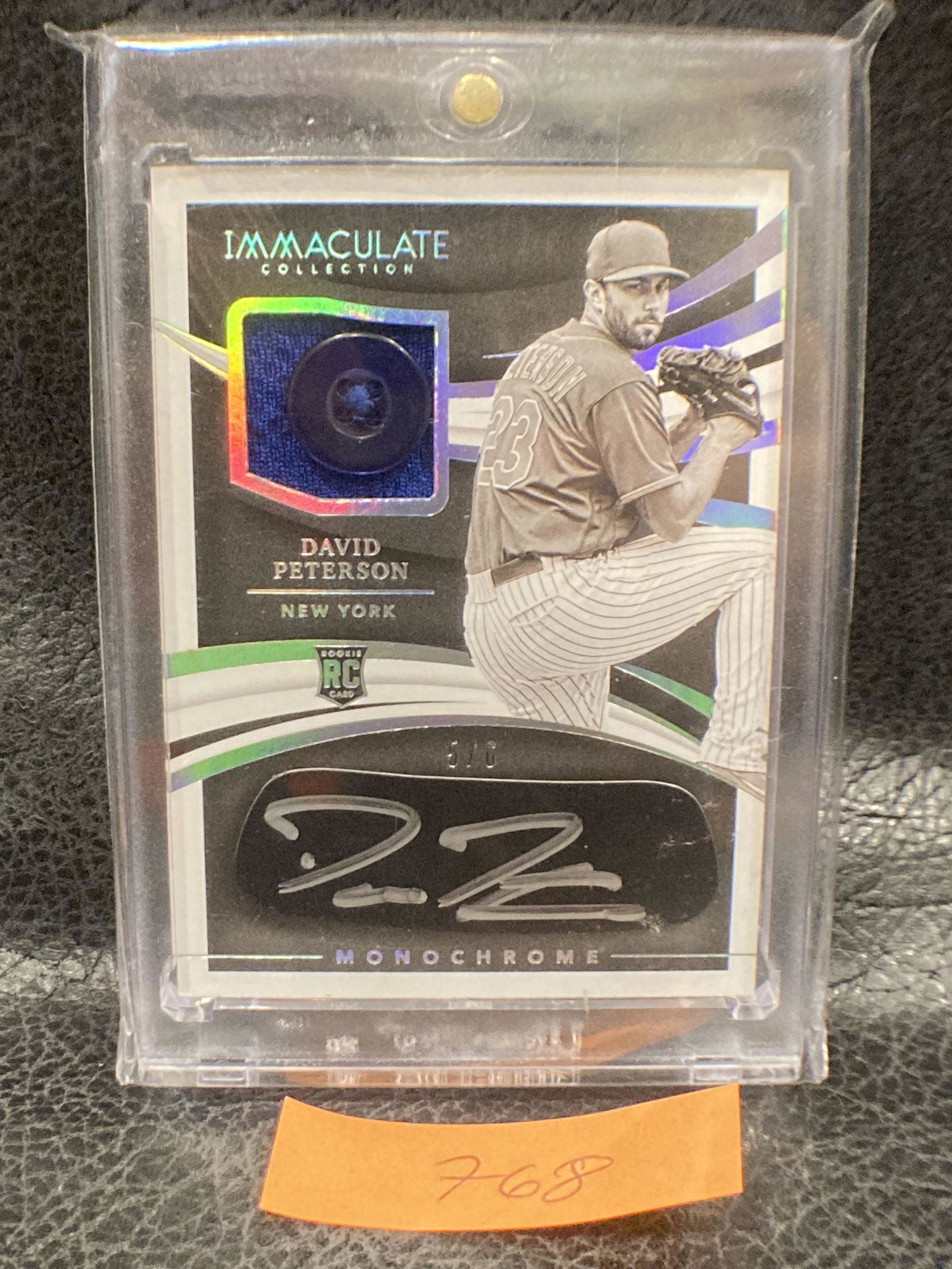 David Peterson Panini 2021 Immaculate Rookie Button  Patch Auto Eye Black Mono Chrome 5/6 (1 of 2)